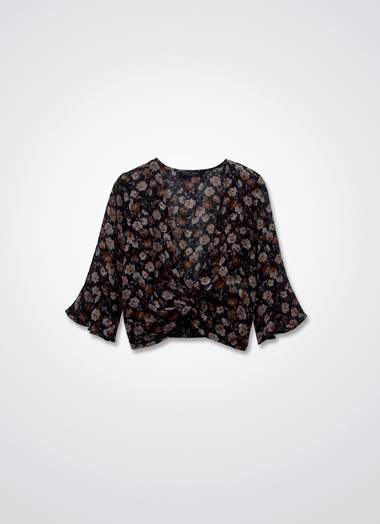 Amber-Brown by Printed Blouse