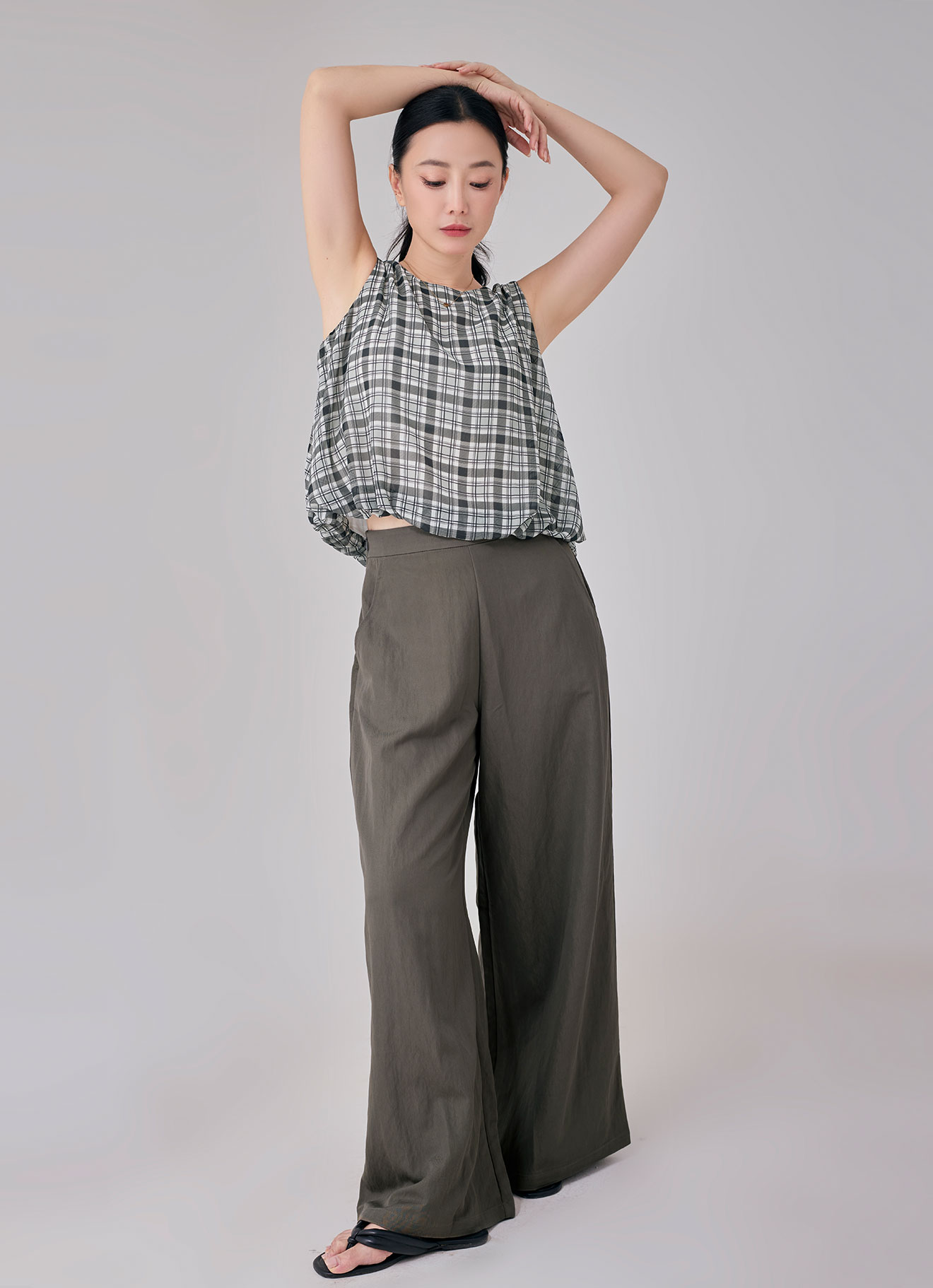 Bone-White by Sleeveless Blouse