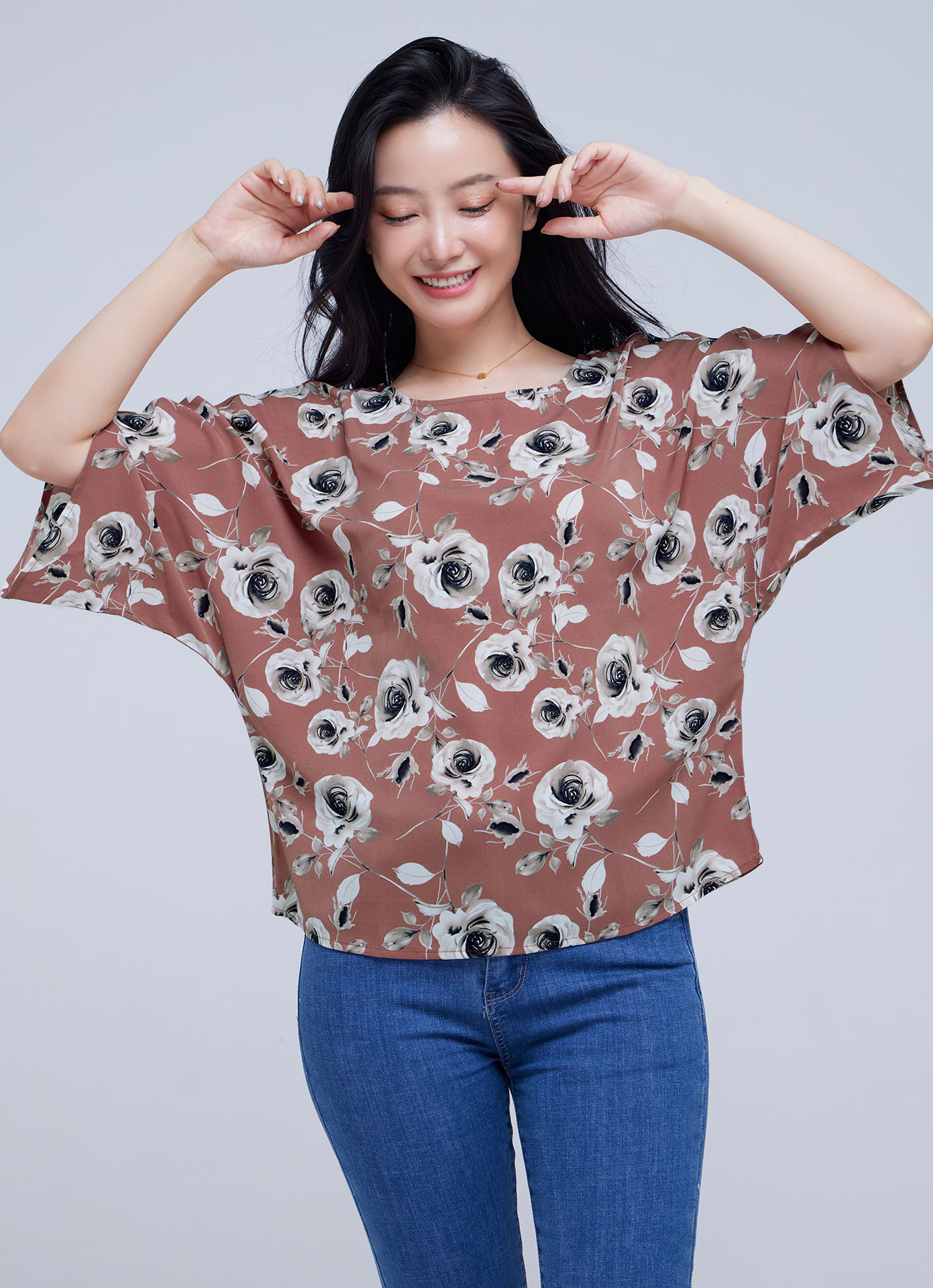 Brick-Dust by Floral Printed Blouse