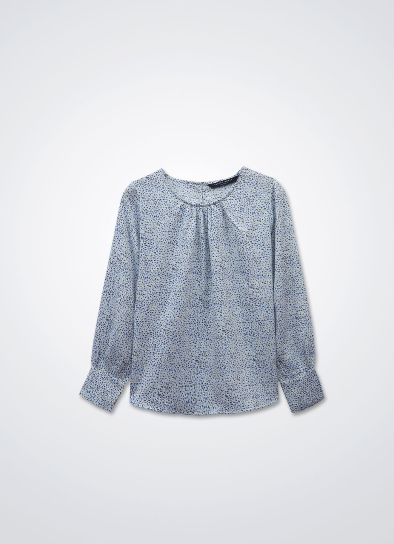 Chalk-Blue by Printed Blouse