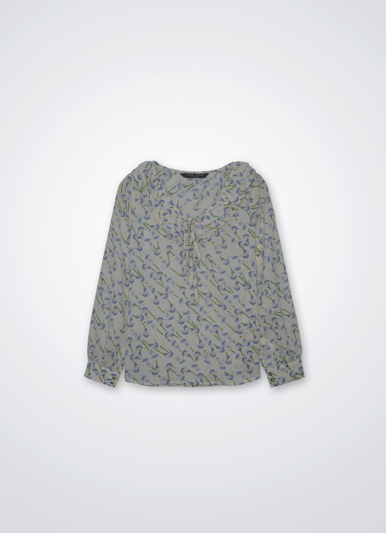China-Blue by Pleated Blouse