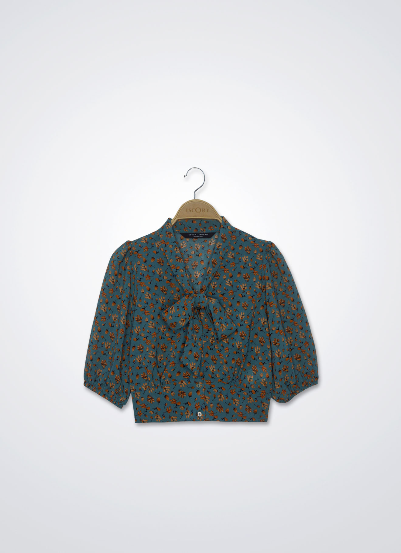 Colonial-Blue by Printed Blouse