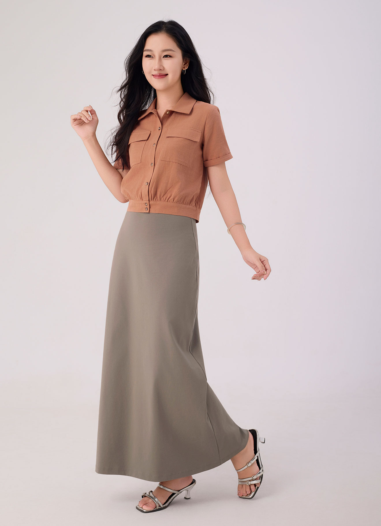 Coriander by A-line midi skirt