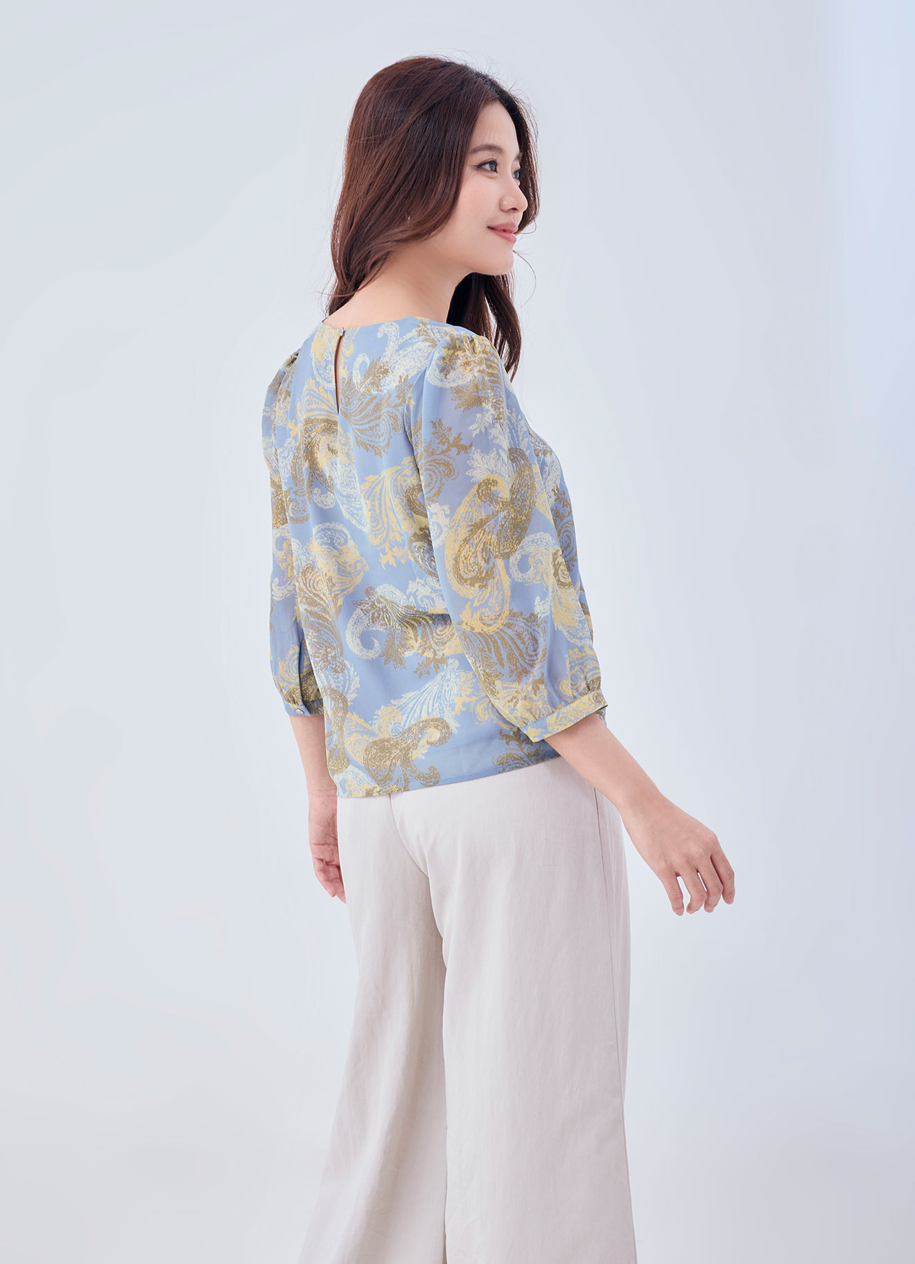 Dusty-Blue by Sleeve Blouse