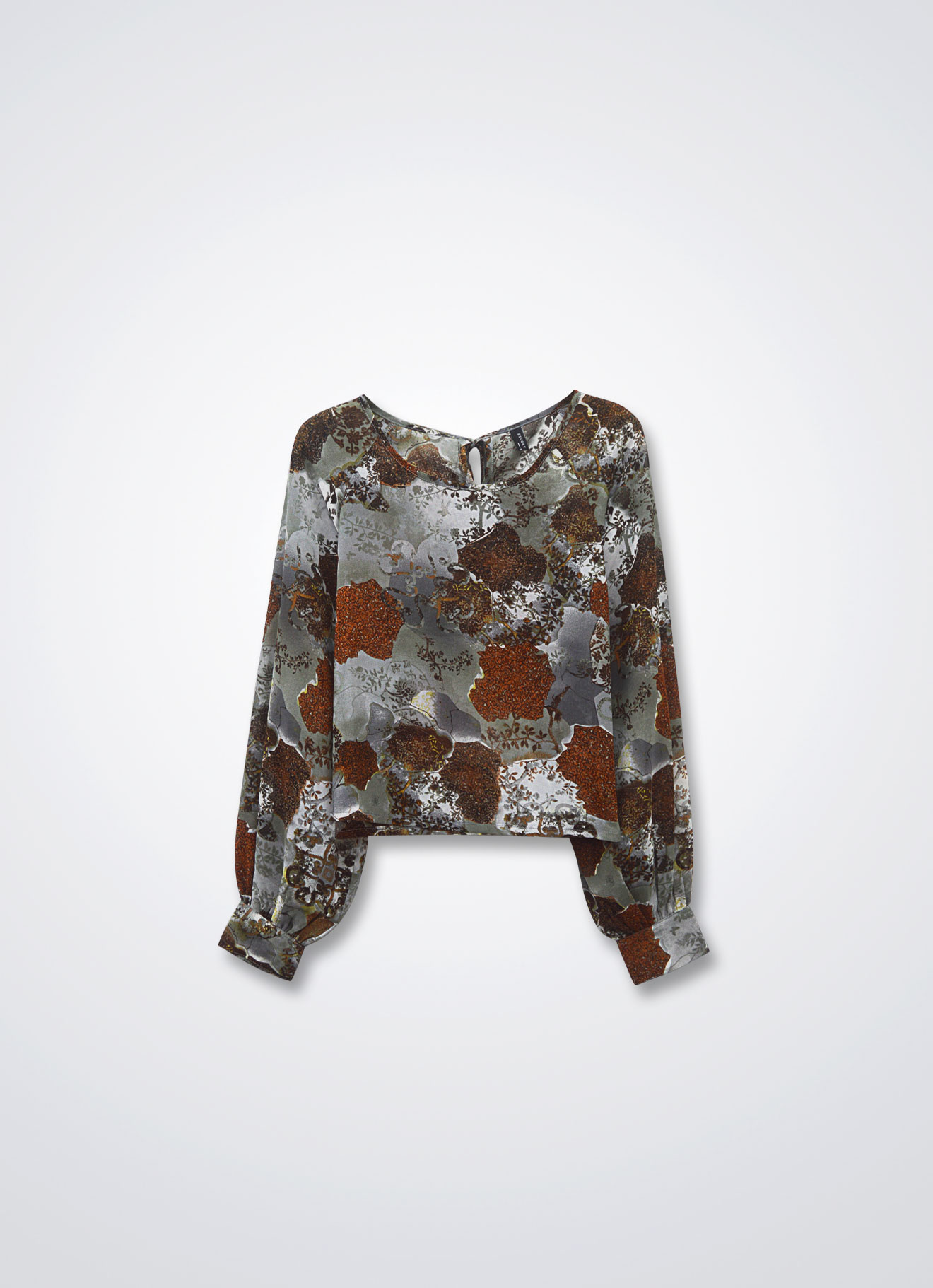 Flint-Gray by Printed Blouse