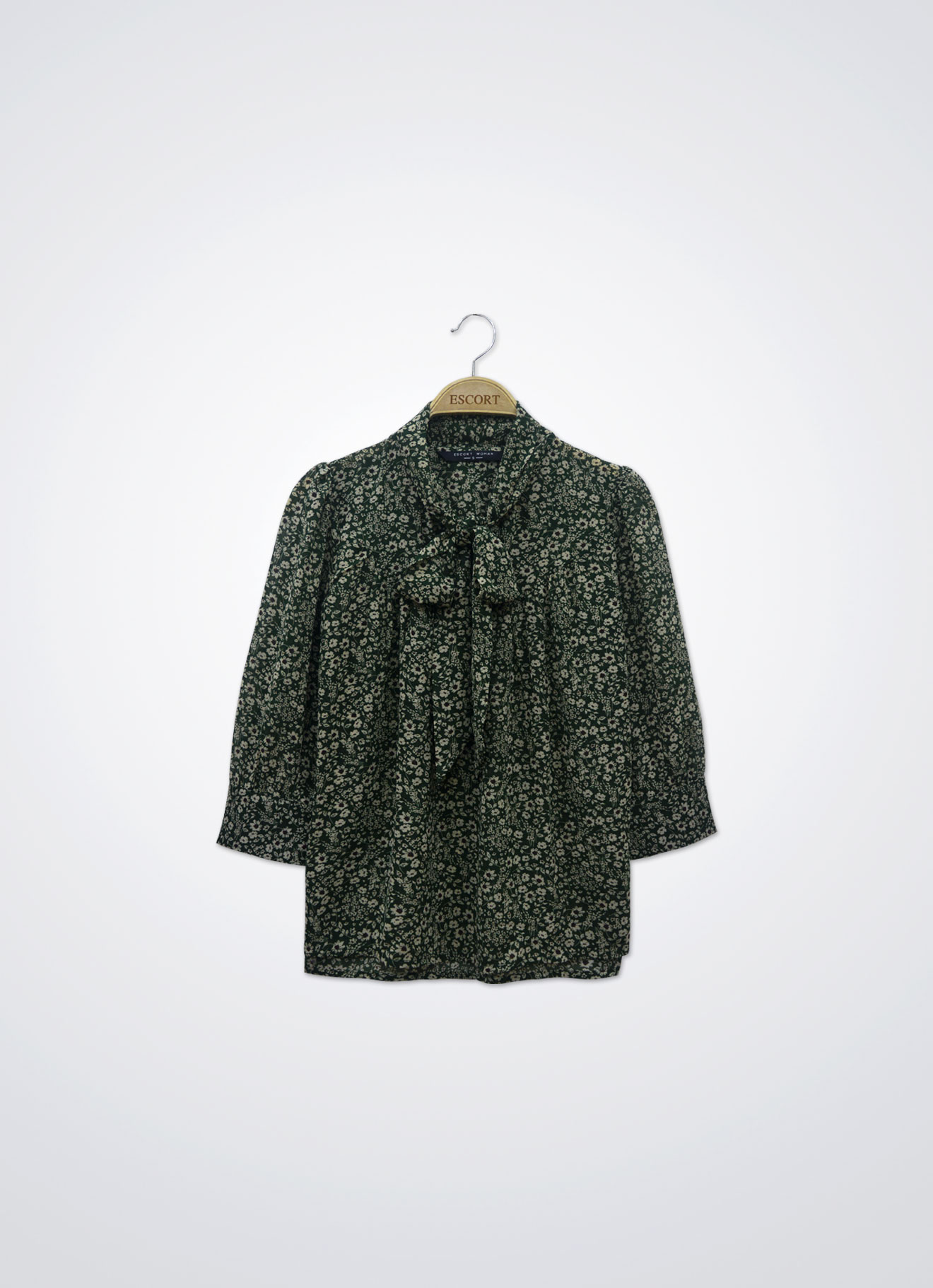Hunter-Green by Floral Printed Blouse