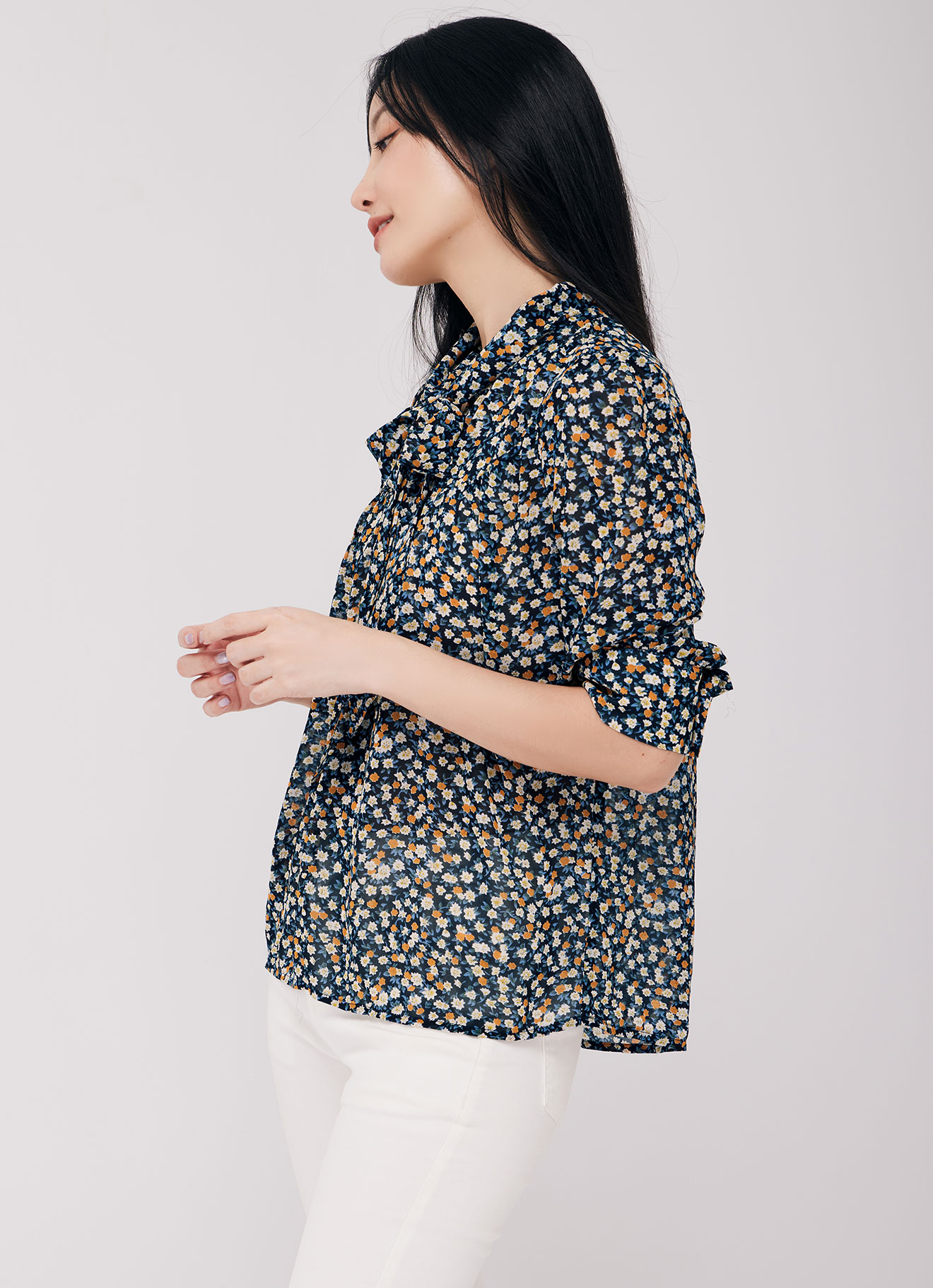 Insignia-Blue by Floral Printed Blouse