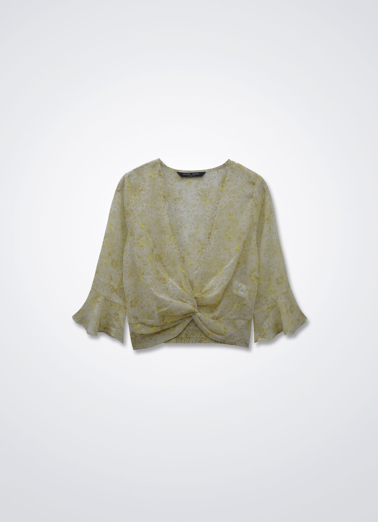 Italian-Straw by Printed Blouse