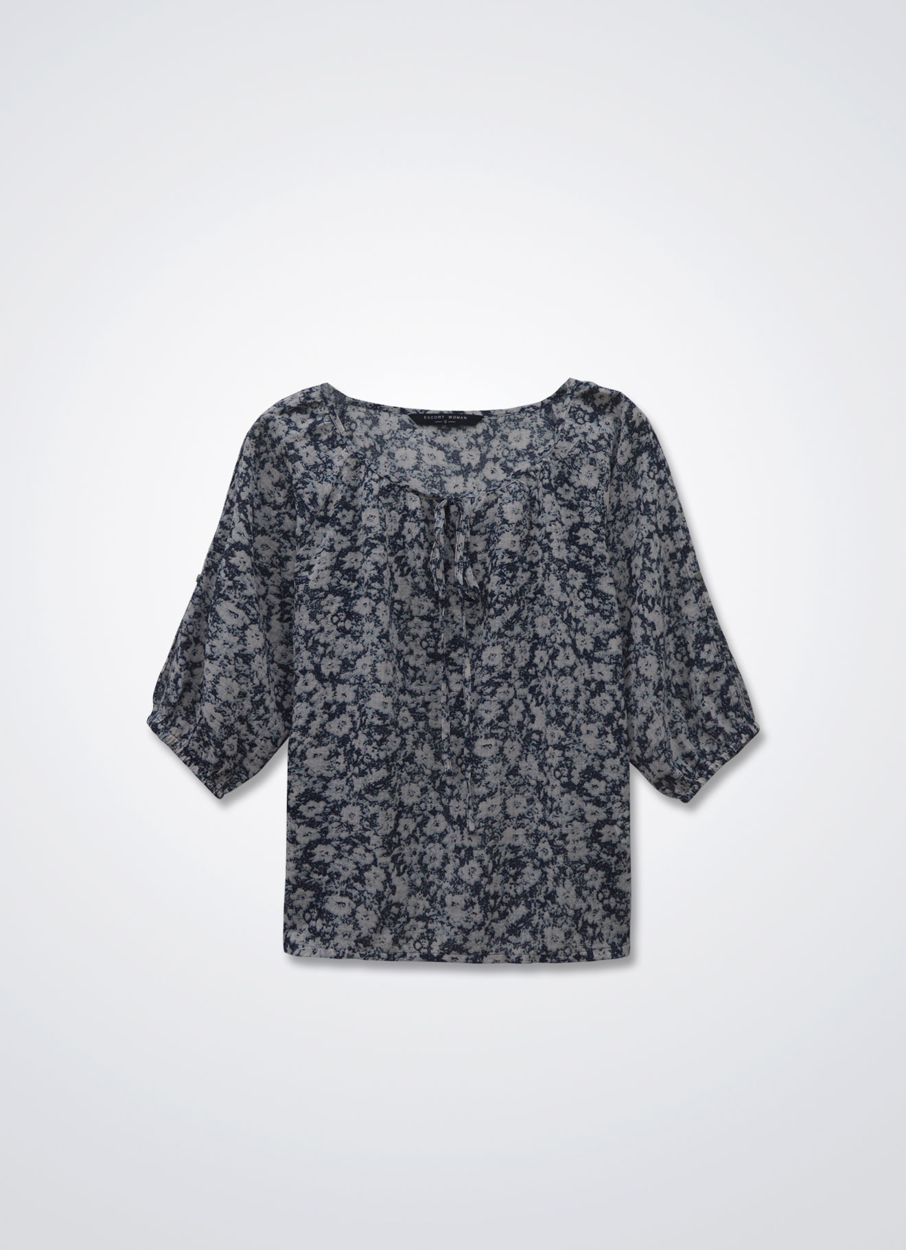 Midnight-Navy by Floral Printed Blouse