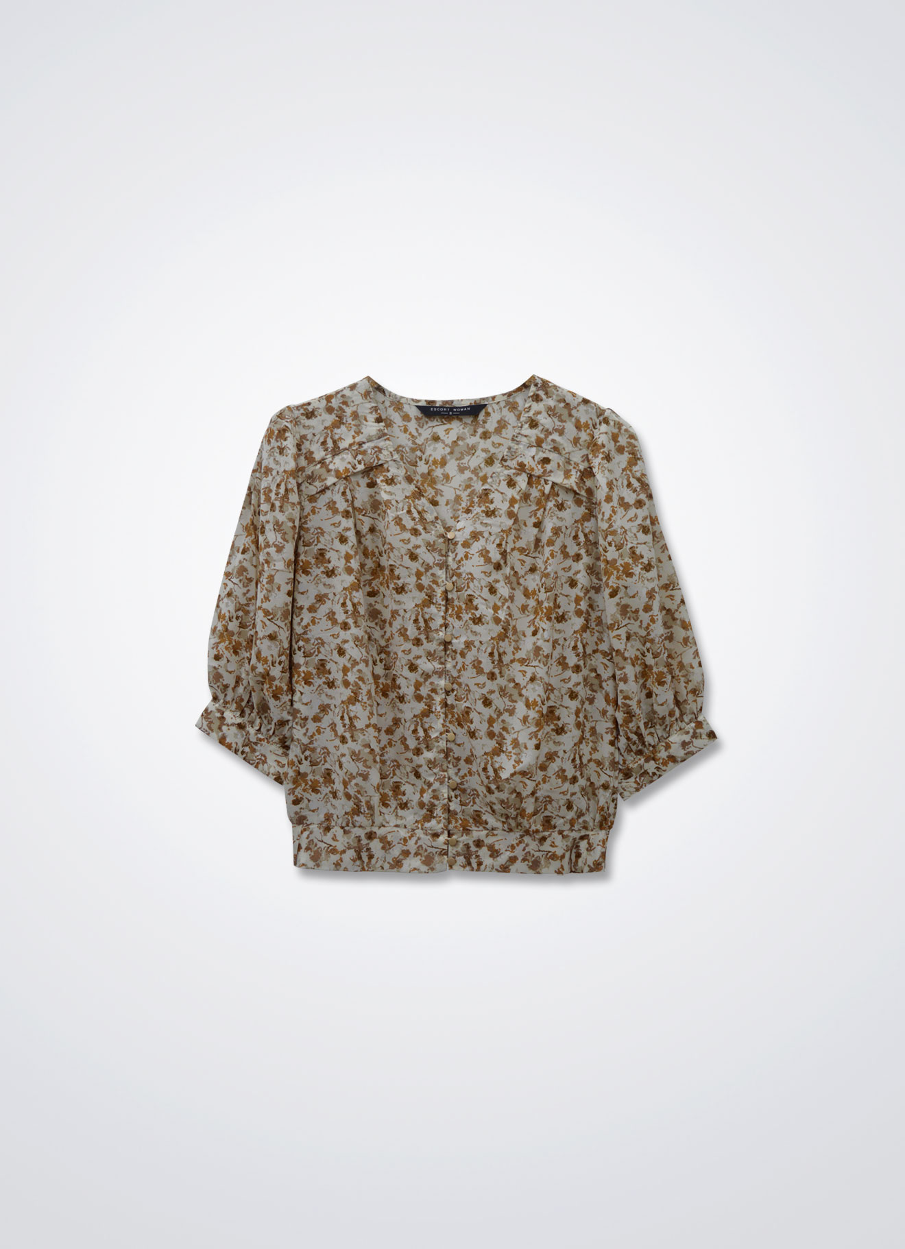 Mocha-Mousse by Floral Printed Blouse