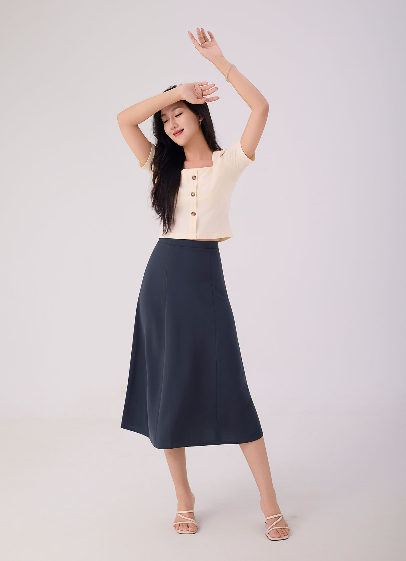 Ombre-Blue by Midi Skirt