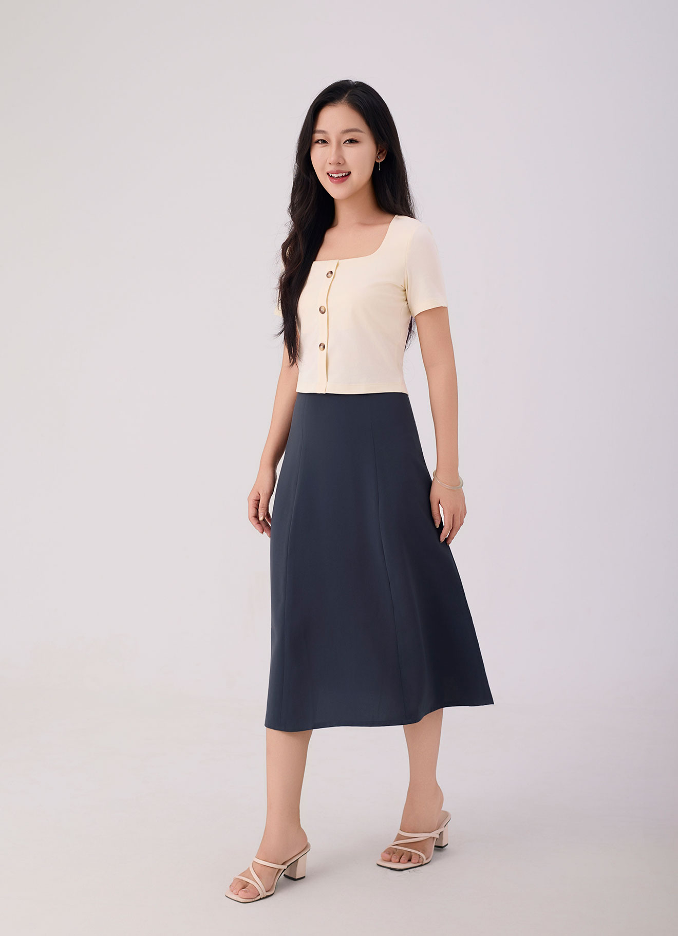 Ombre-Blue by Midi Skirt