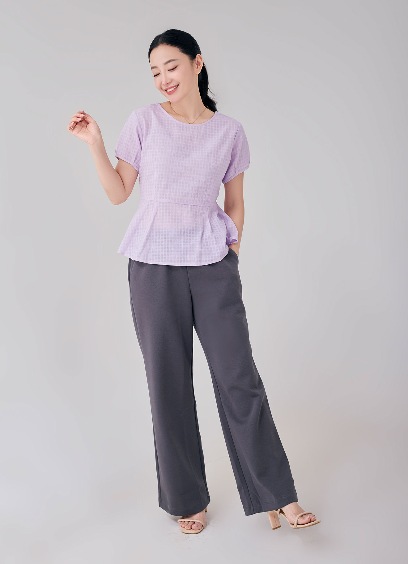 Orchid-Petal  by Round-Neck Blouse