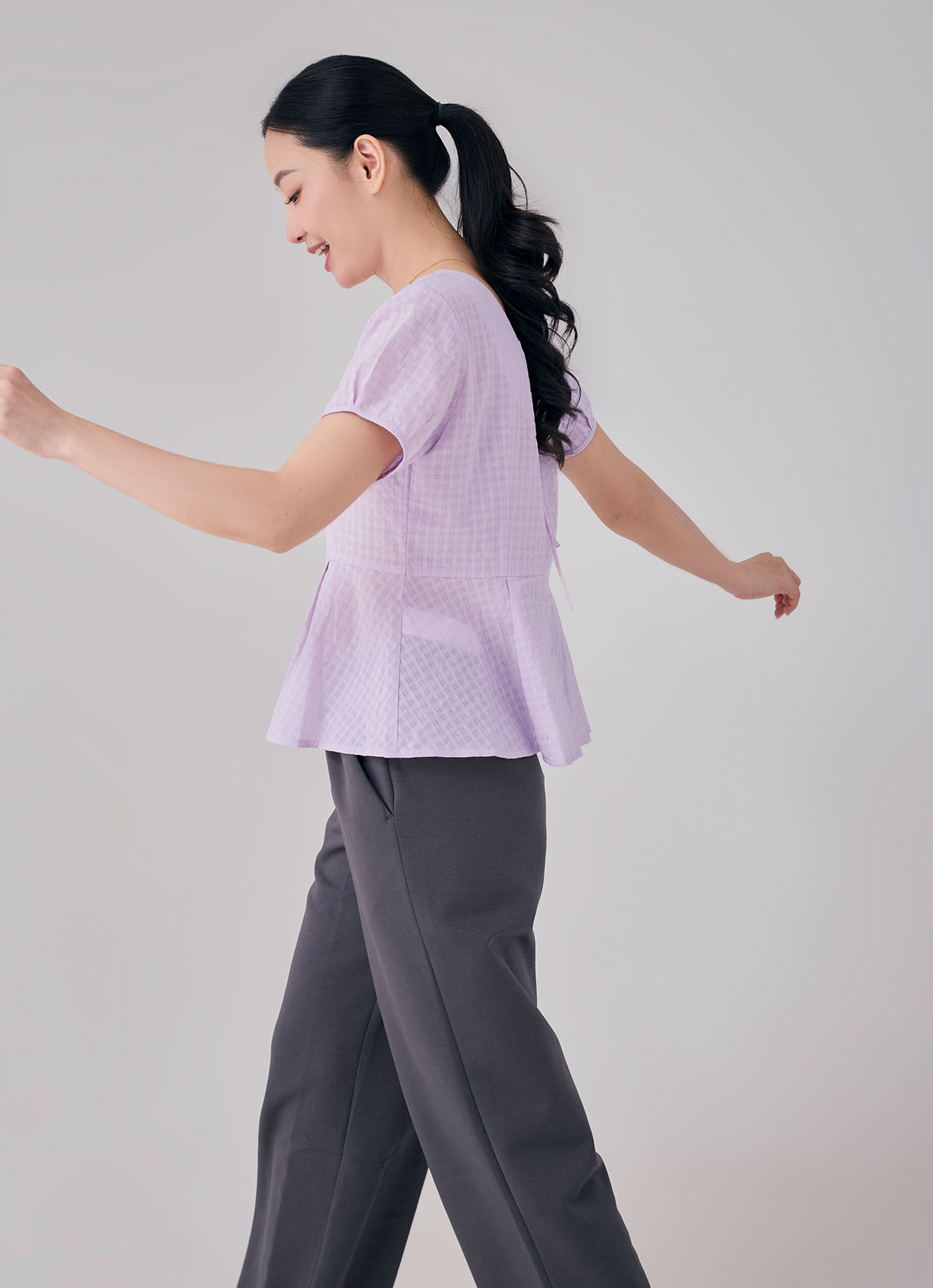 Orchid-Petal  by Round-Neck Blouse