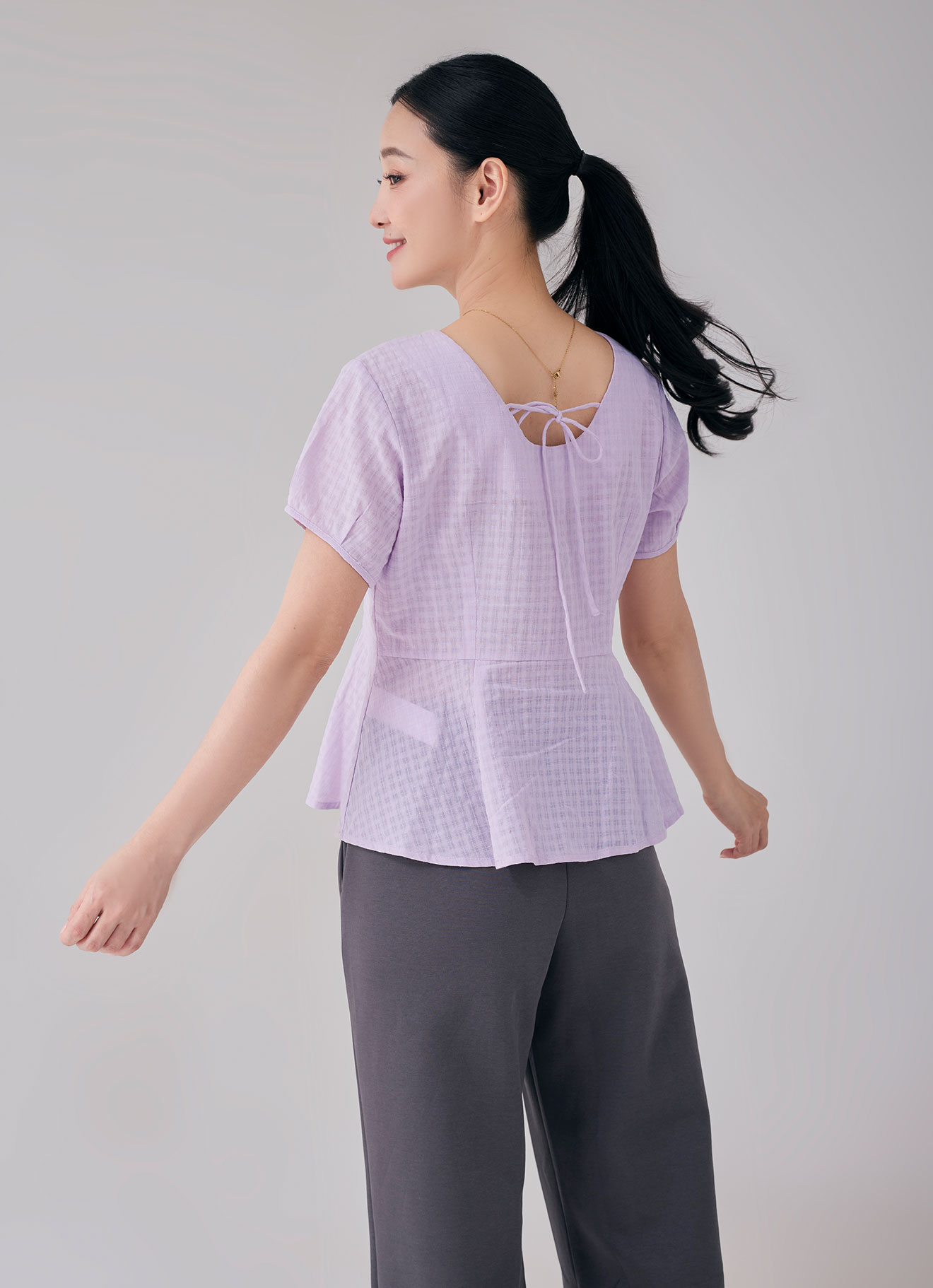 Orchid-Petal  by Round-Neck Blouse