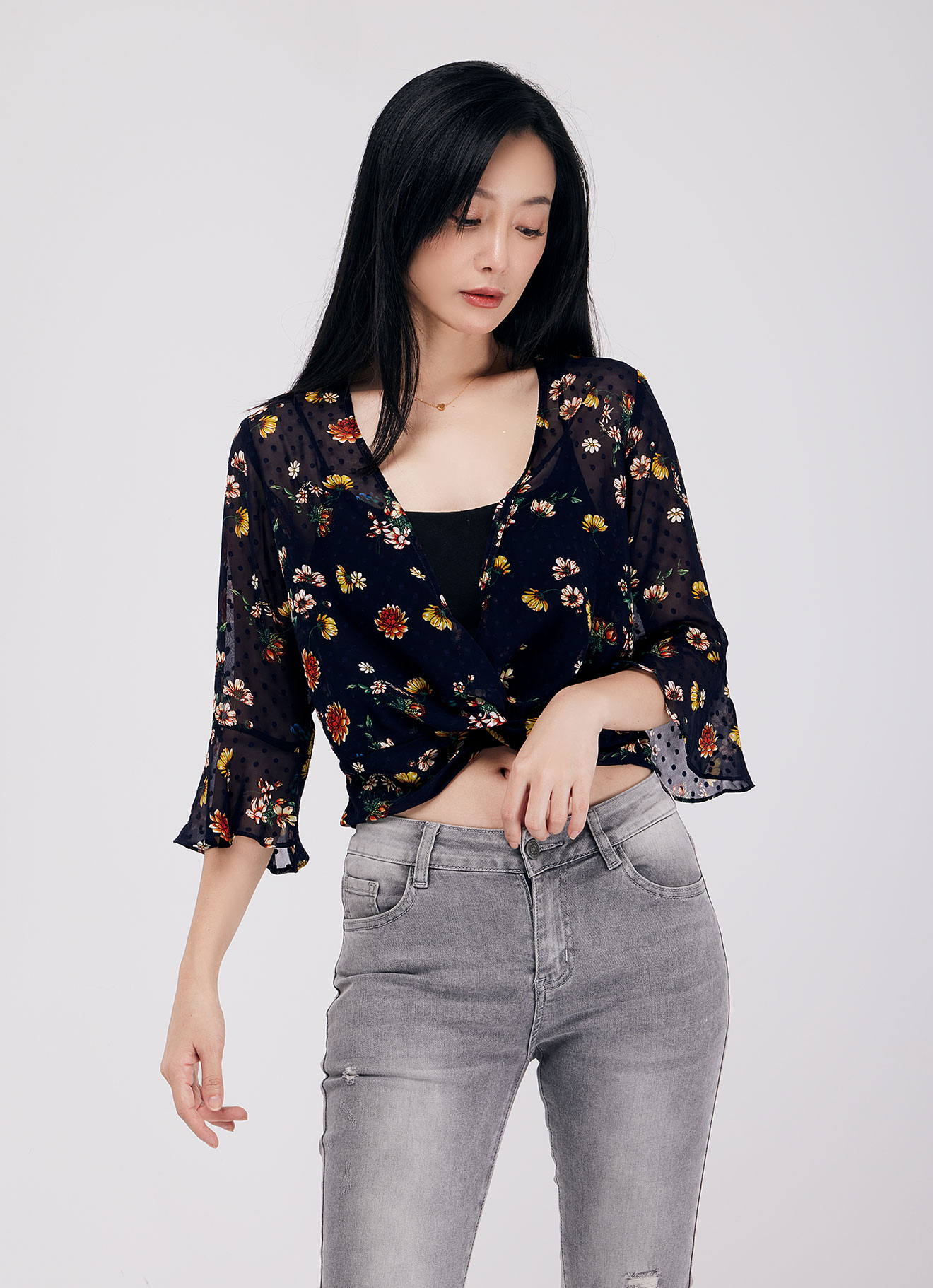 Popcorn  by Printed Blouse