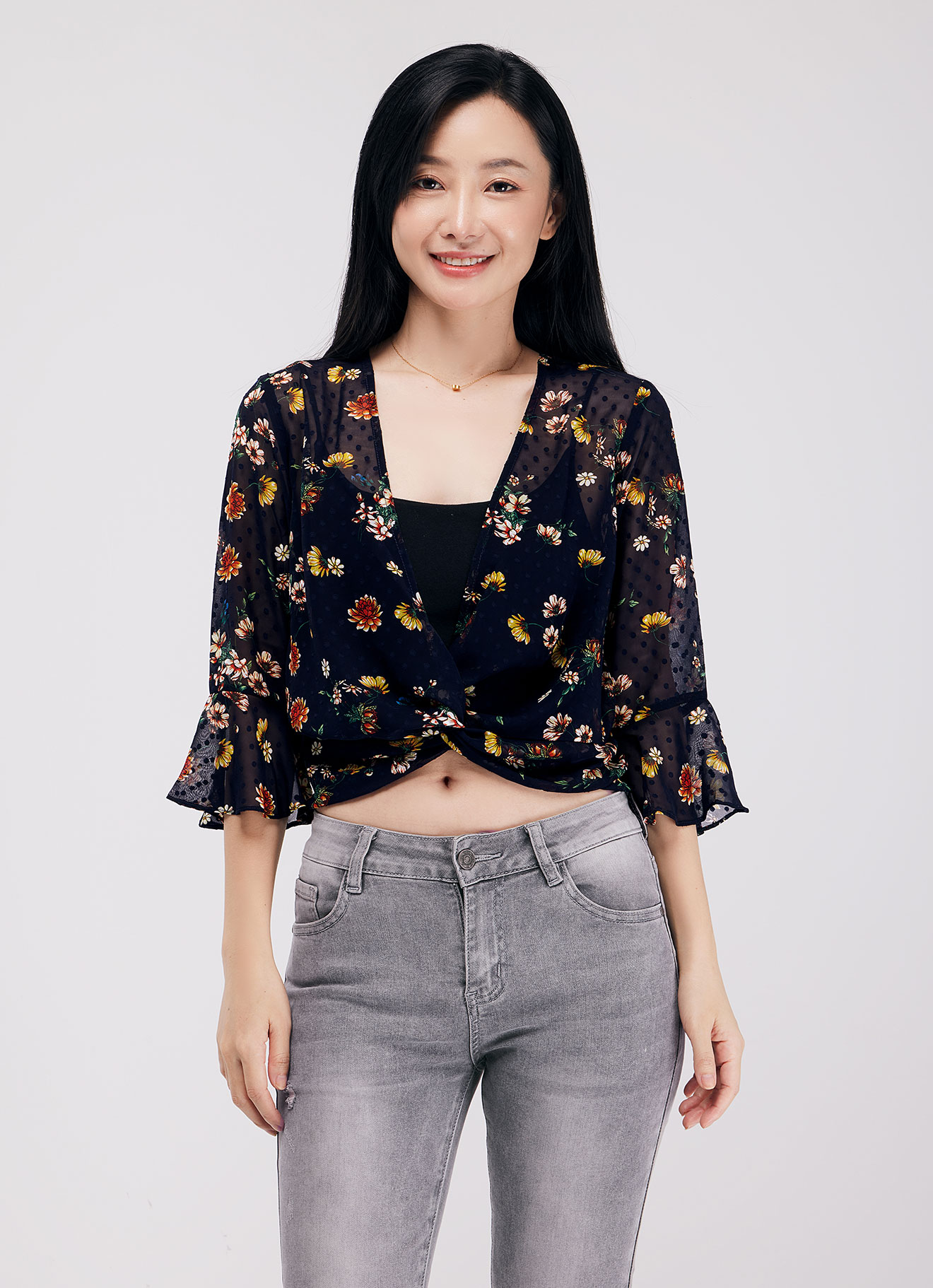 Popcorn  by Printed Blouse