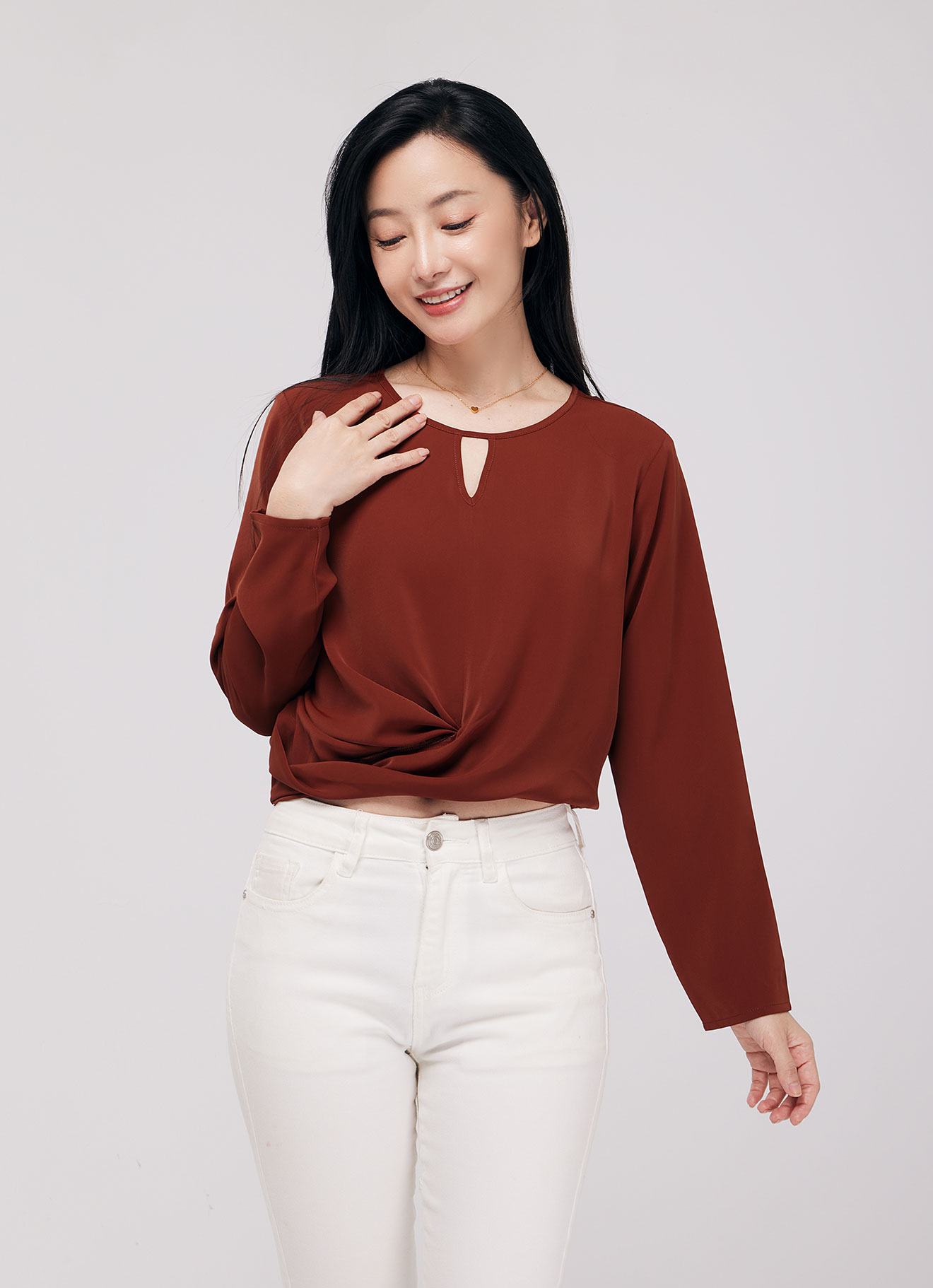 Red-Ochre by Long Sleeve Top