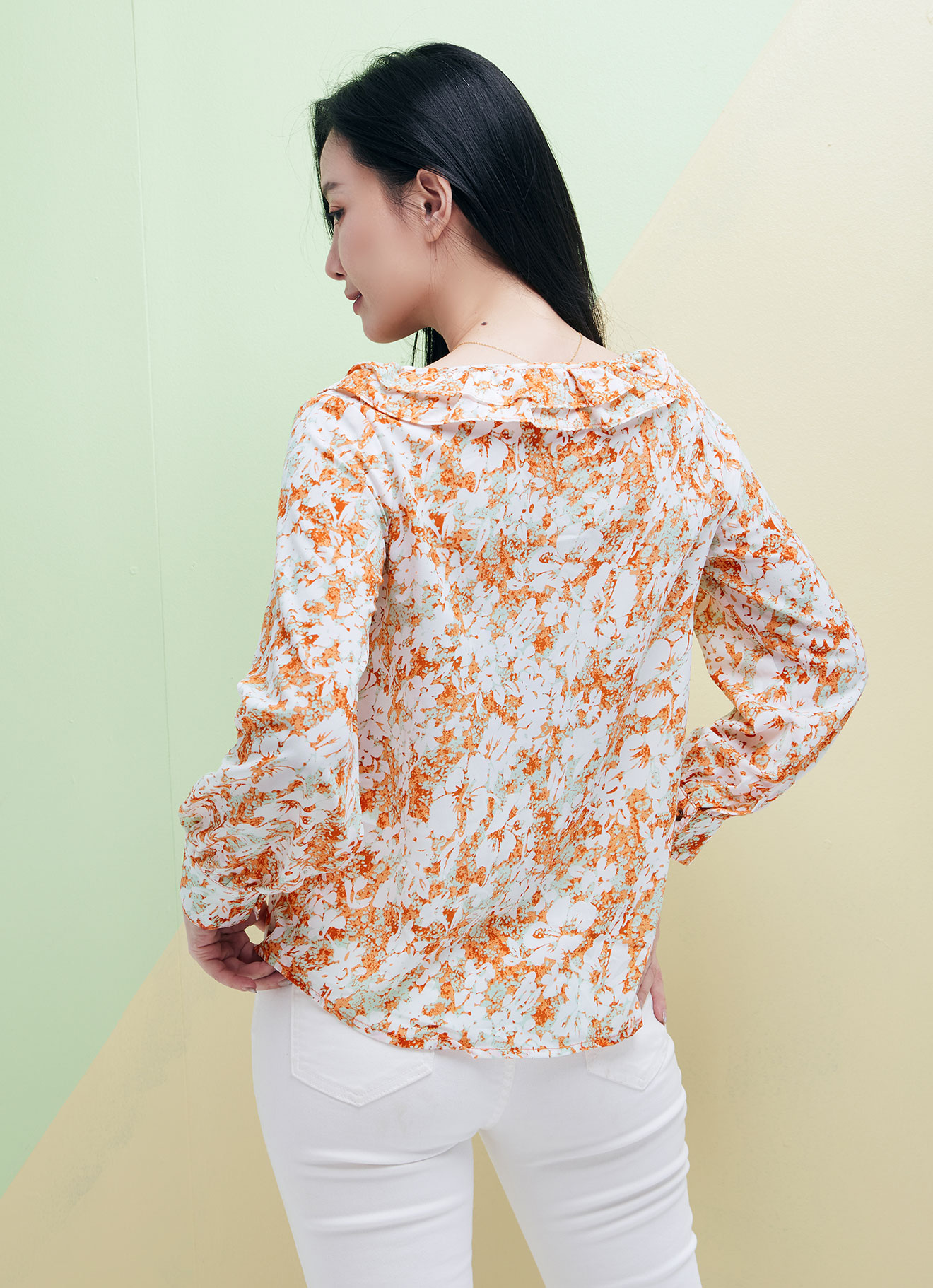 Tangerine by Pleated Blouse
