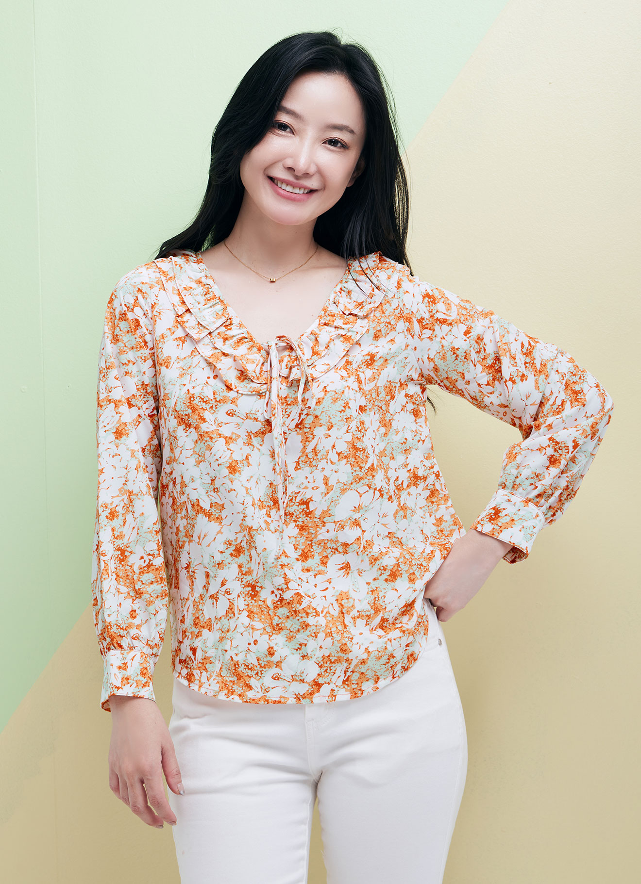 Tangerine by Pleated Blouse