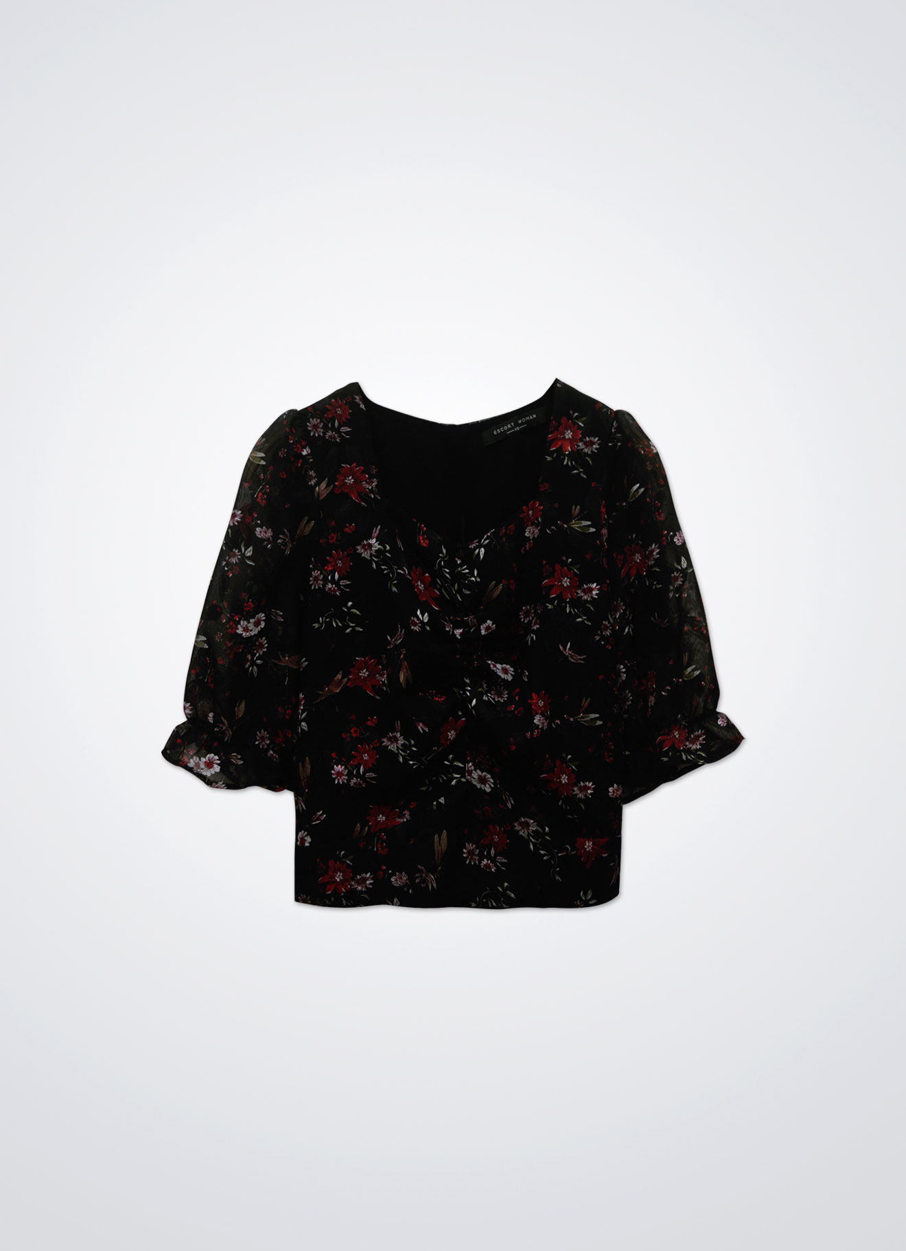 True-Red by Floral Printed Blouse