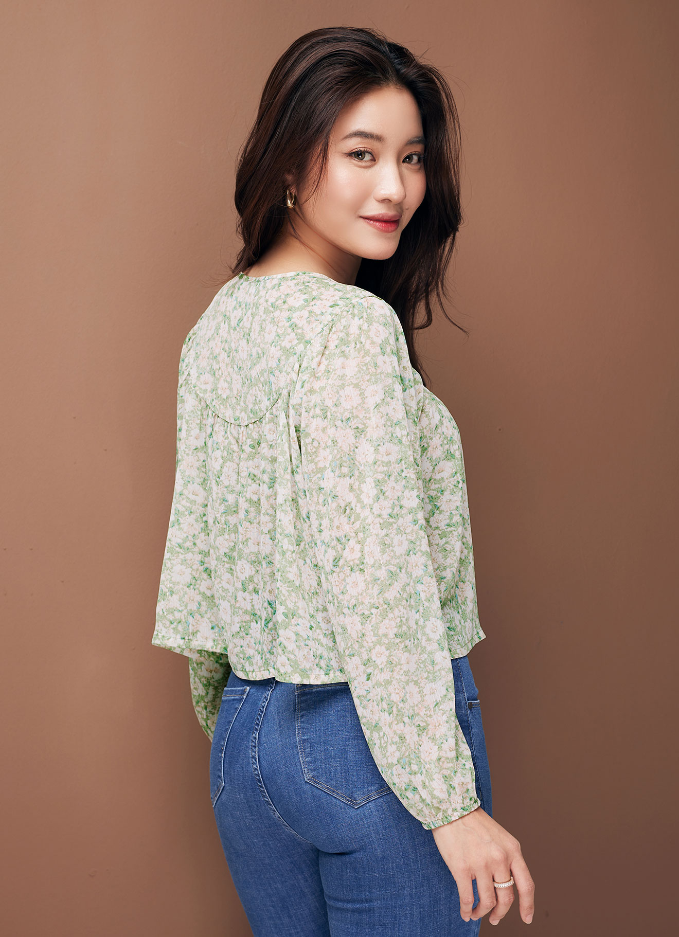Zephyr-Green by Floral Printed Blouse