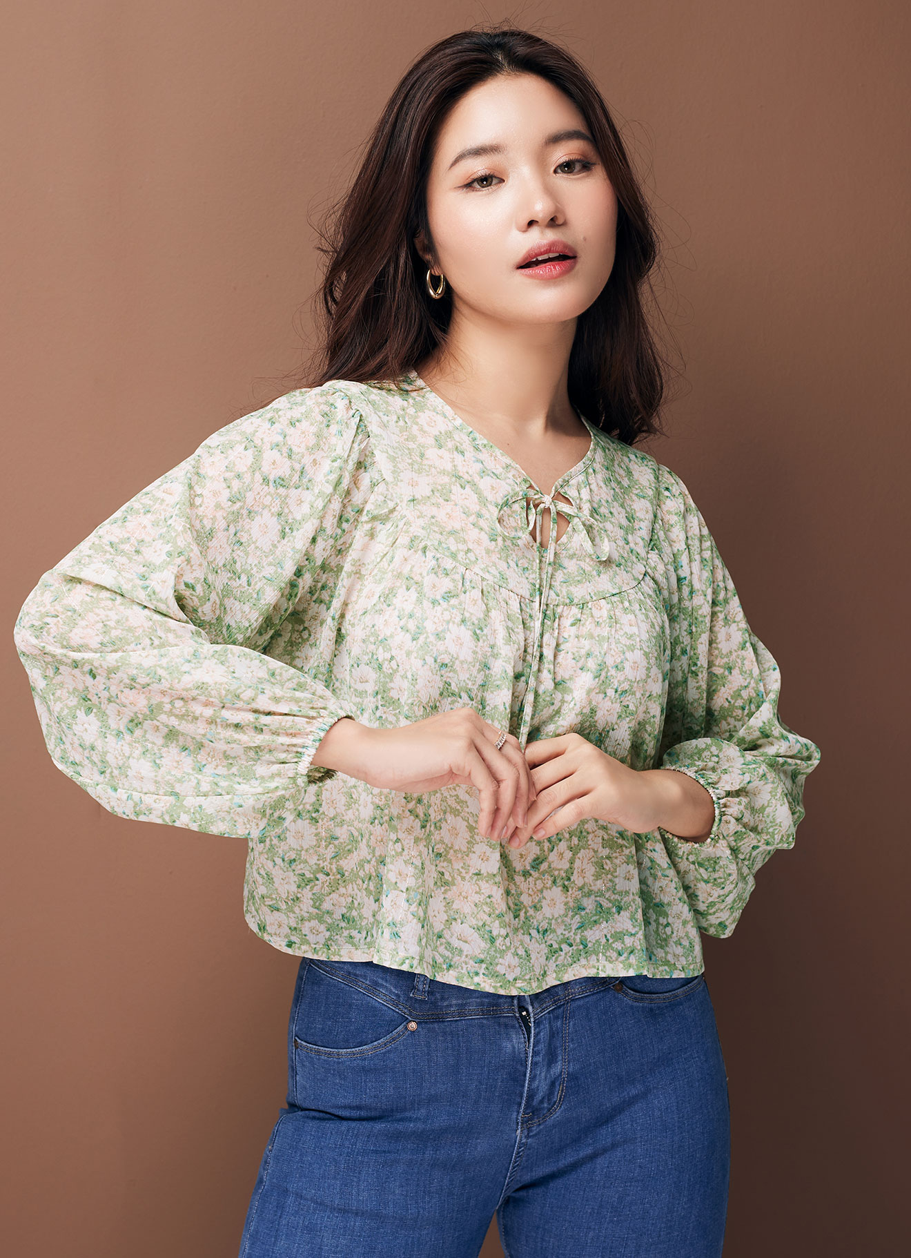 Zephyr-Green by Floral Printed Blouse