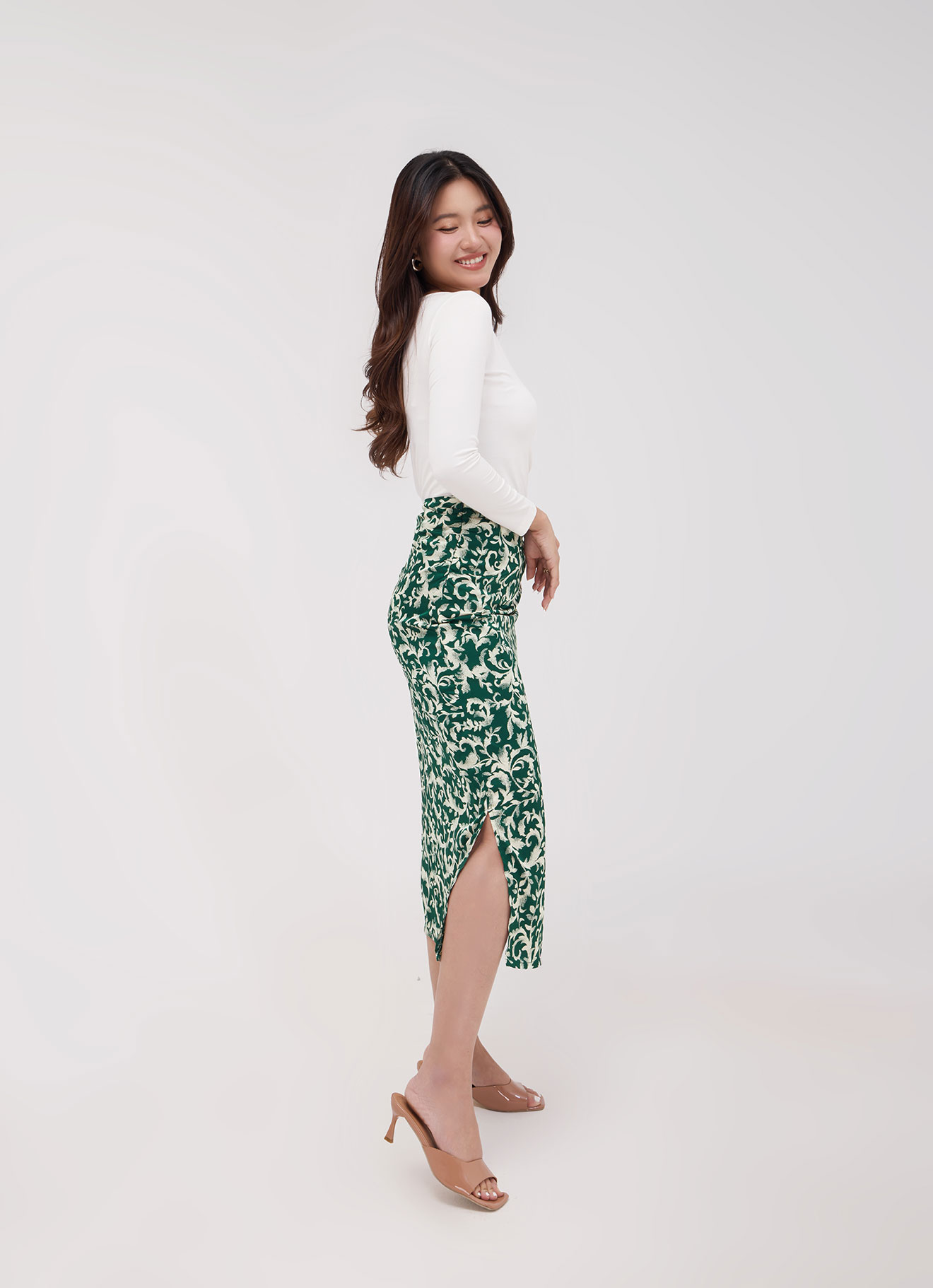 Verdant-Green by Printed Skirt