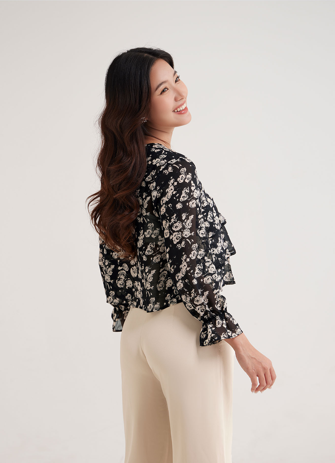 Jet-Black by Floral Printed Top