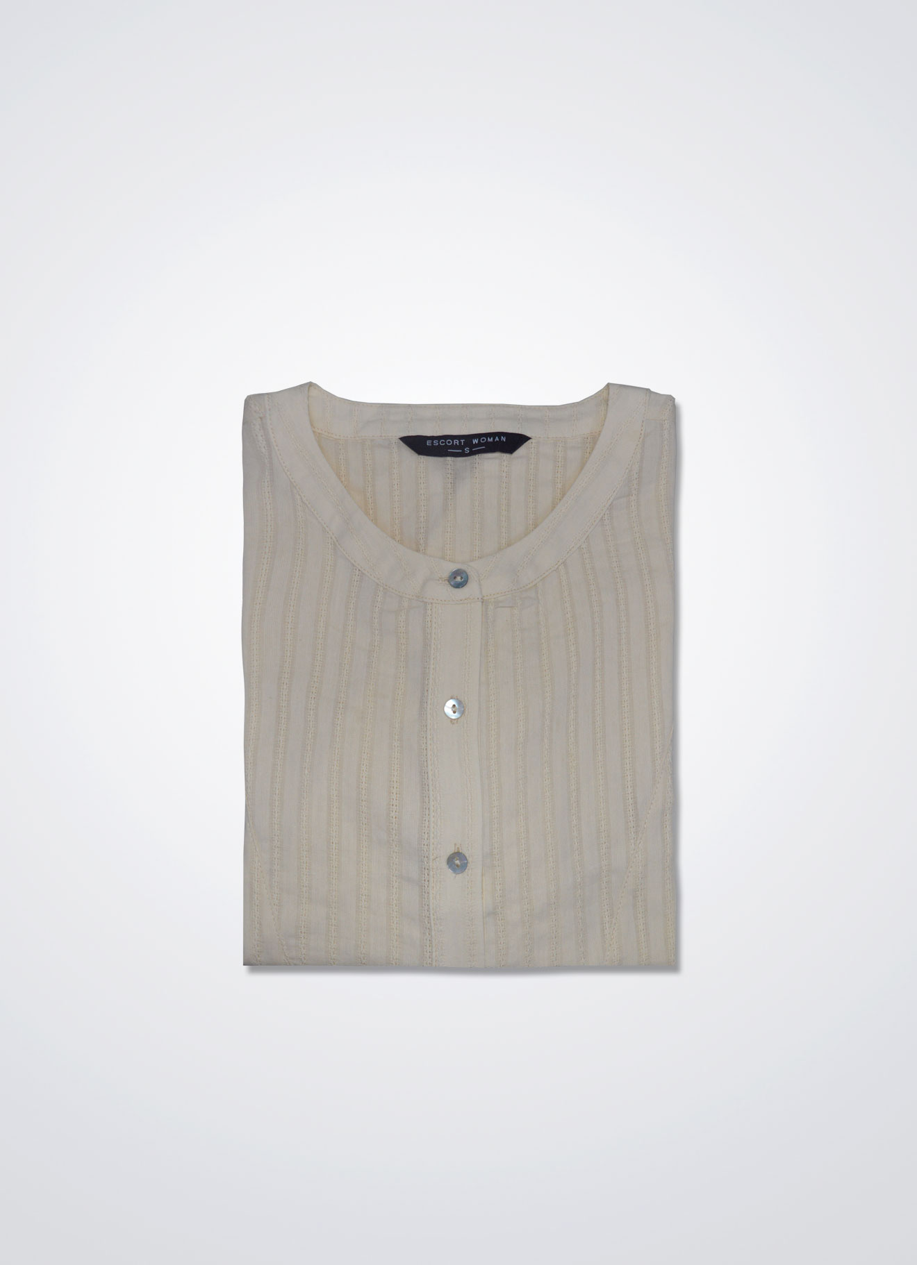 Afterglow by Collarless Striped Blouse
