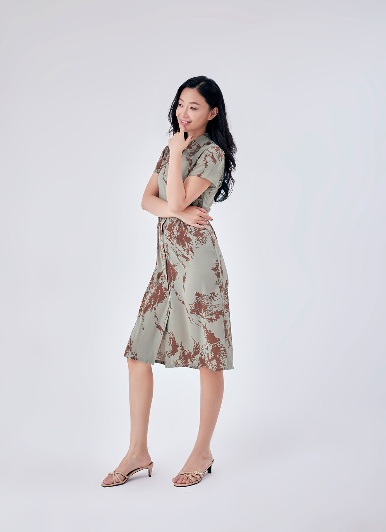 Agate-Gray by Shirt Collar Dress