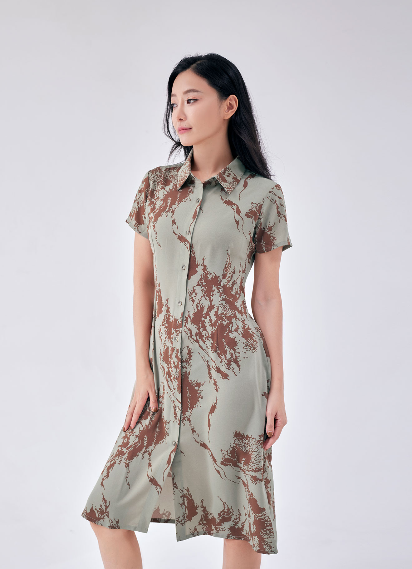 Agate-Gray by Shirt Collar Dress