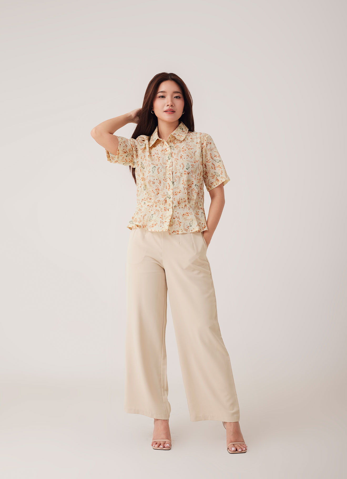 Amber-Brown  by Sleeve Blouse