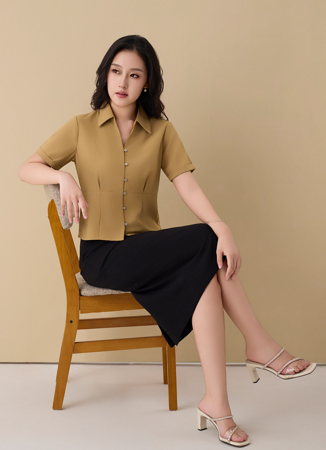 Amber-Gold by Shirt Collor Blouse