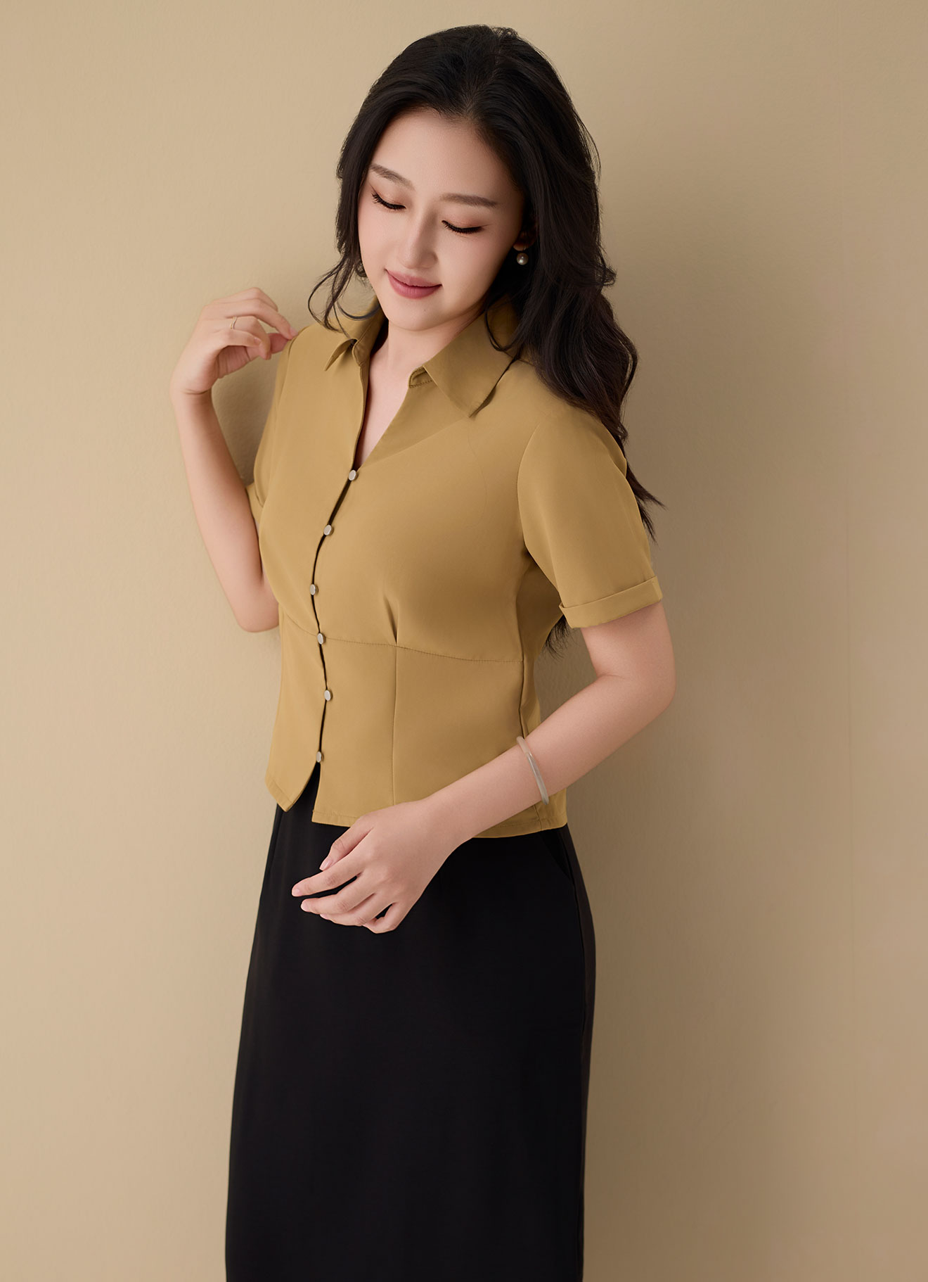 Amber-Gold by Shirt Collor Blouse