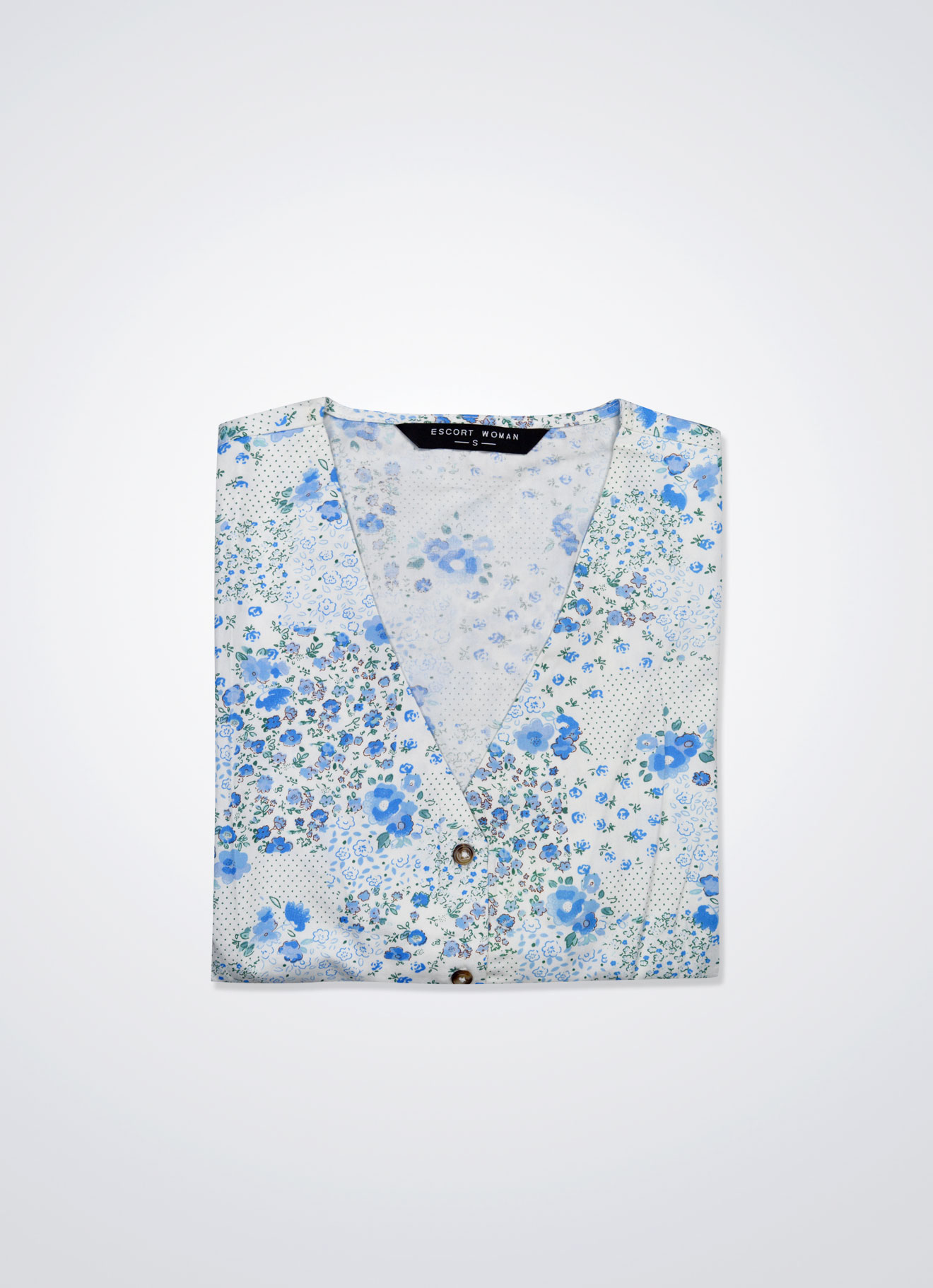 Azure-Blue by Floral Printed Blouse