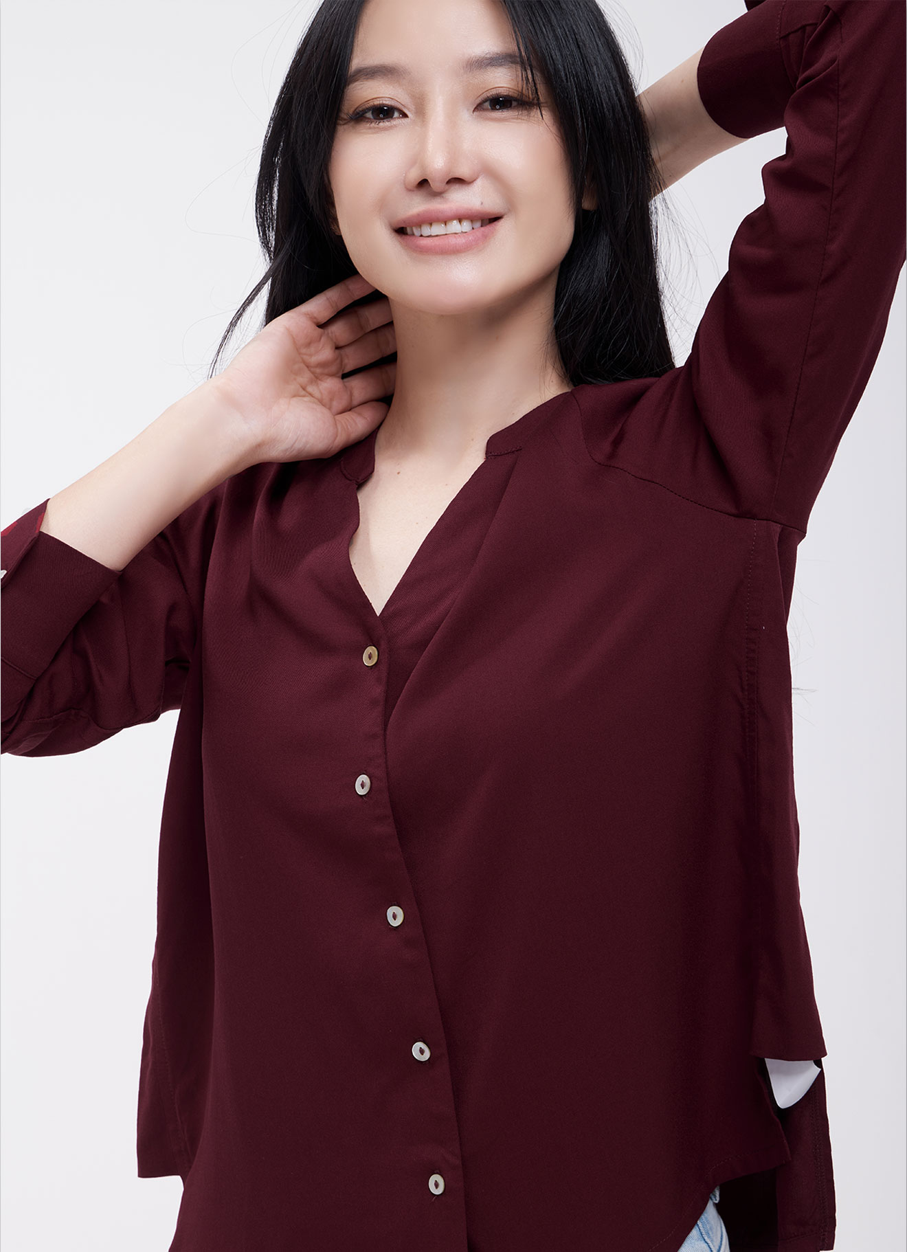 Biking-Red  by Long sleeve Blouse