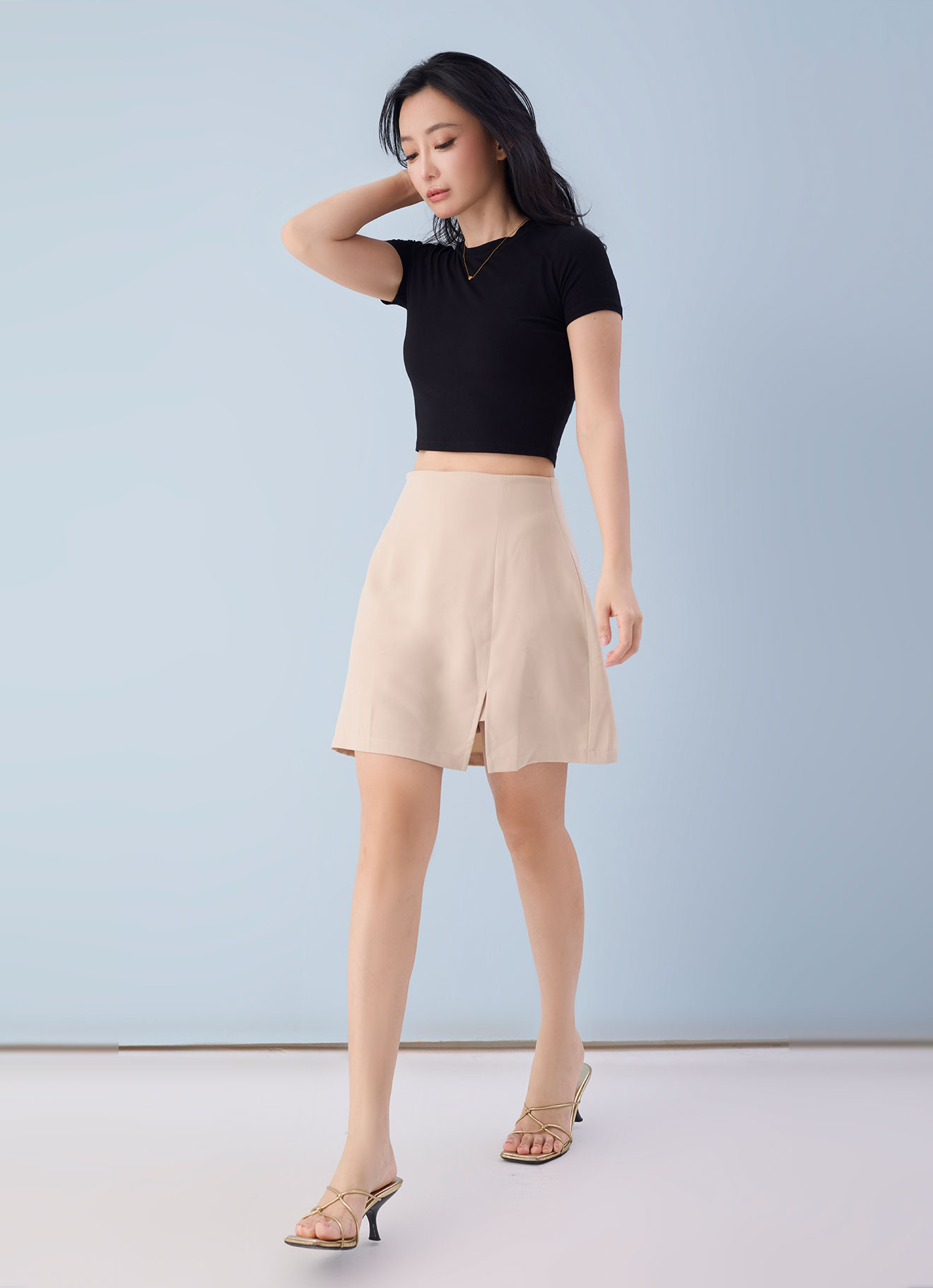 Biscotti  by Side Slit Mini Skirt
