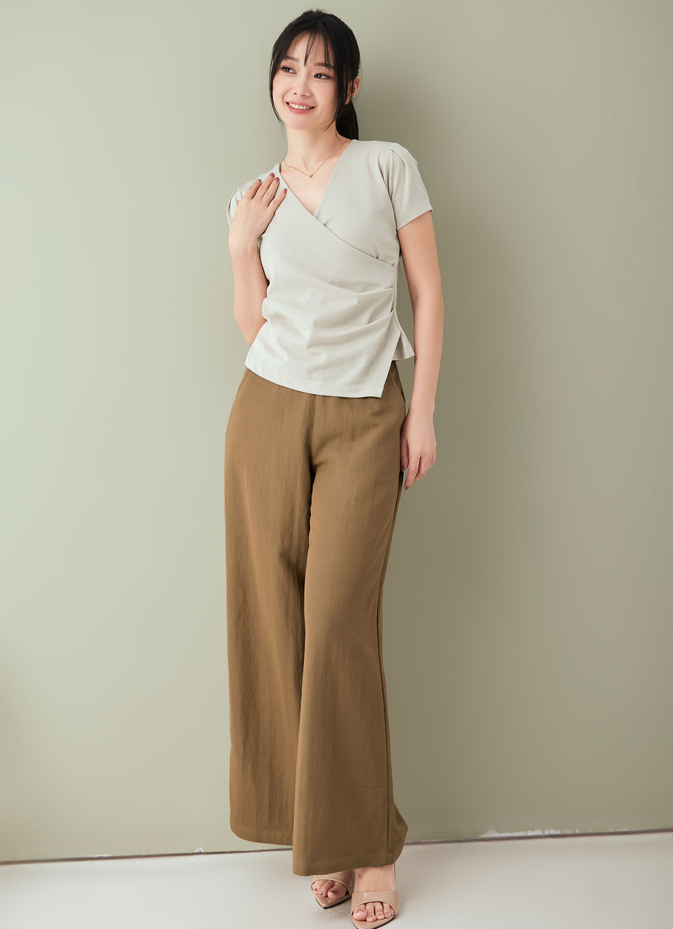 Bridal-Blush by Short Sleeve Wrap Top