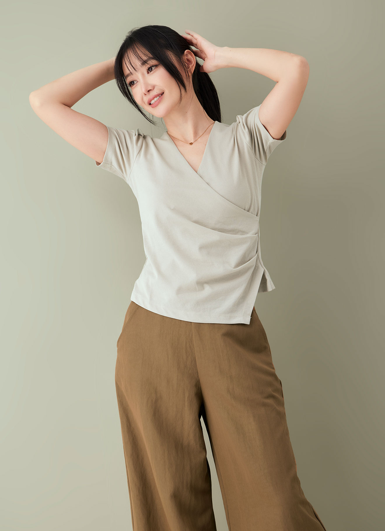 Bridal-Blush by Short Sleeve Wrap Top