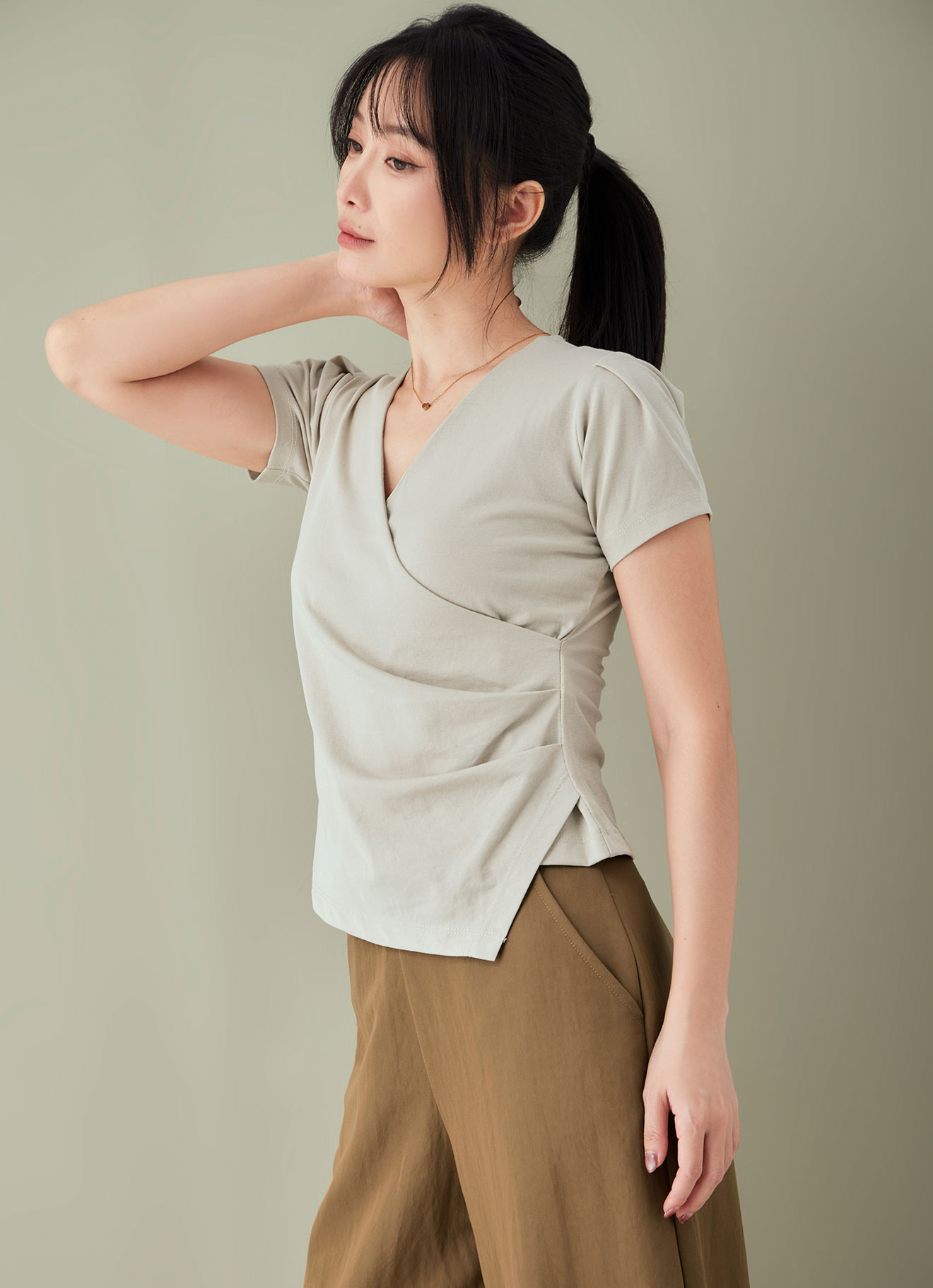 Bridal-Blush by Short Sleeve Wrap Top