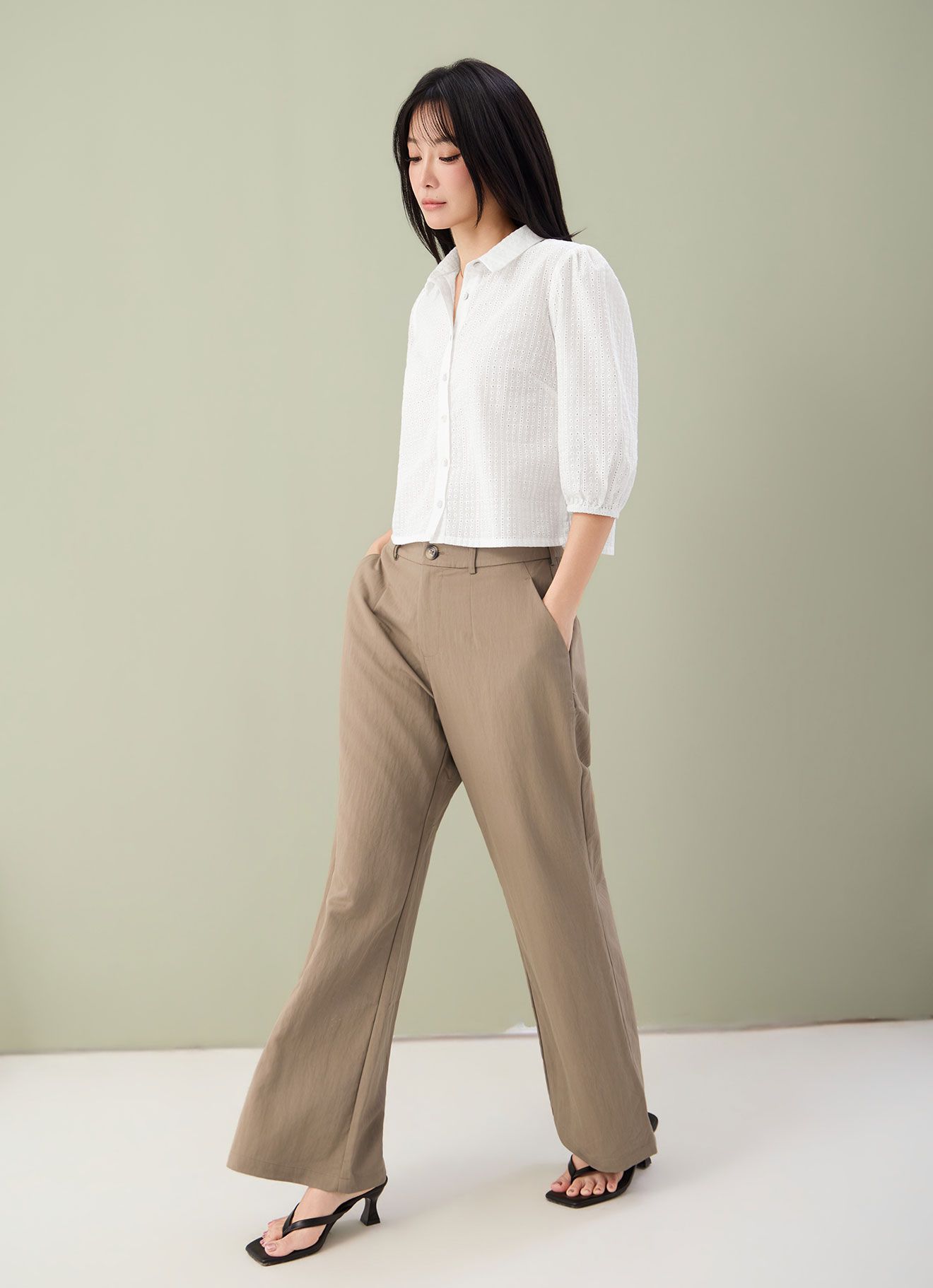 Bright-White  by Shirt Collor Blouse