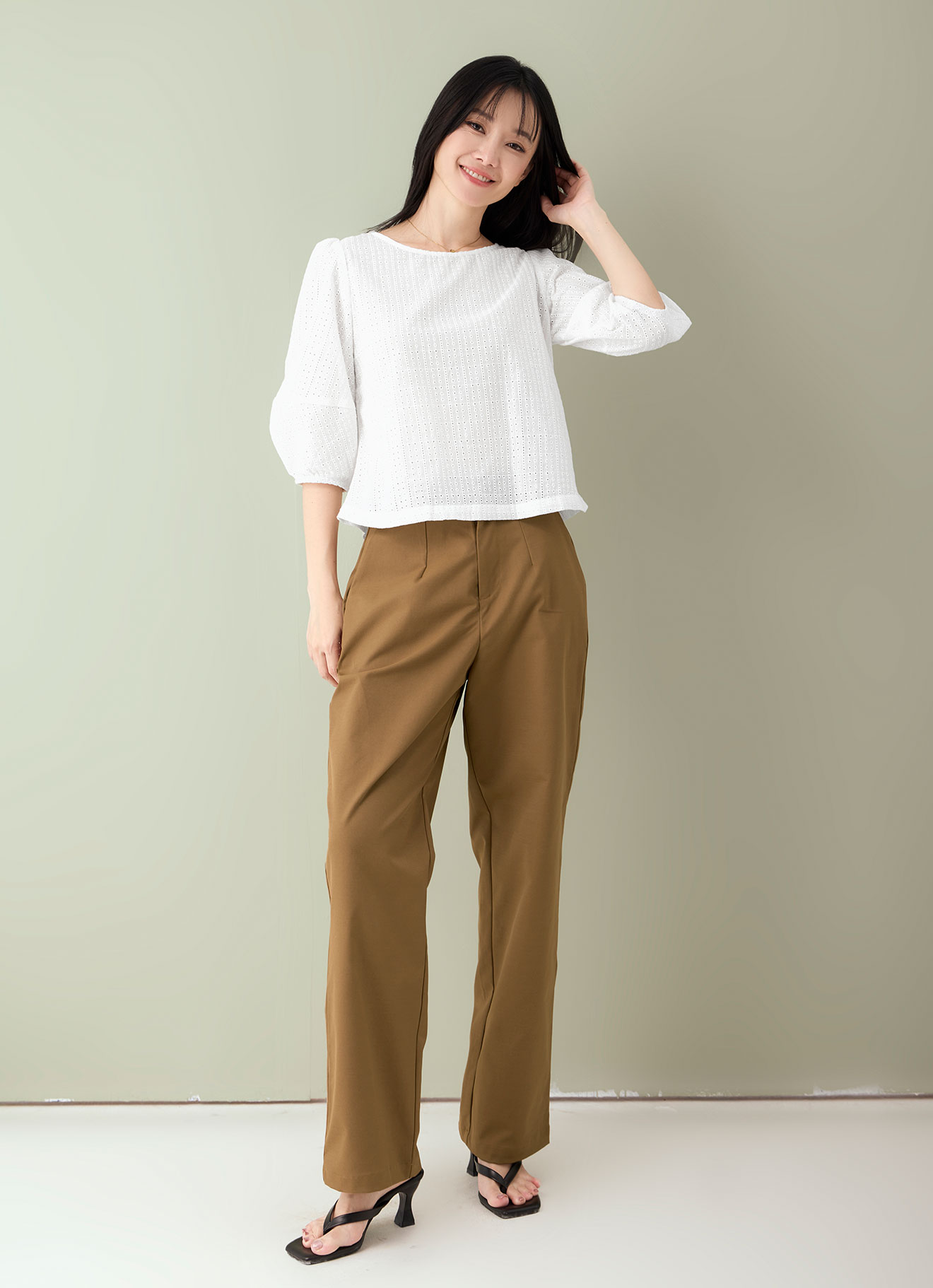 Bright-White by Puff Sleeve Blouse