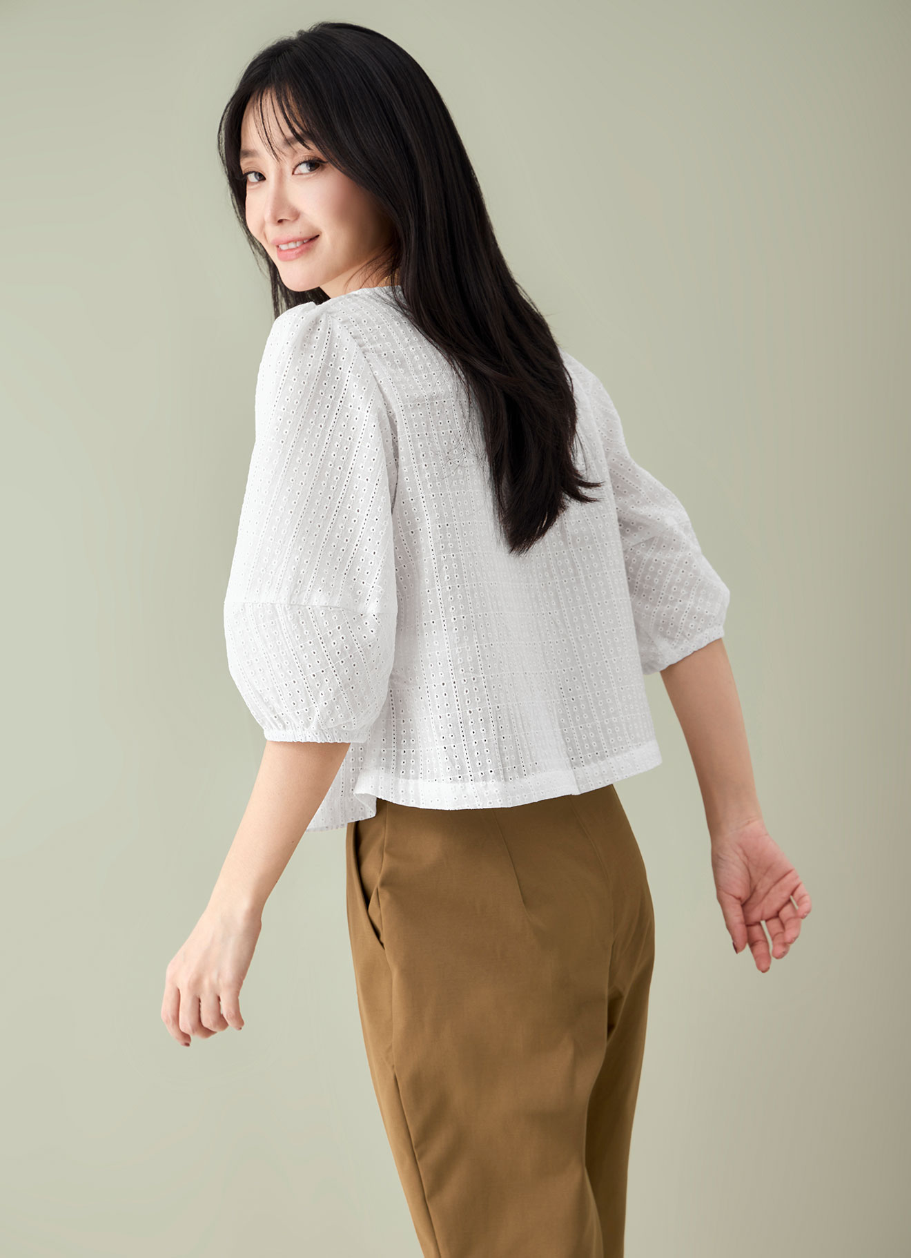 Bright-White by Puff Sleeve Blouse
