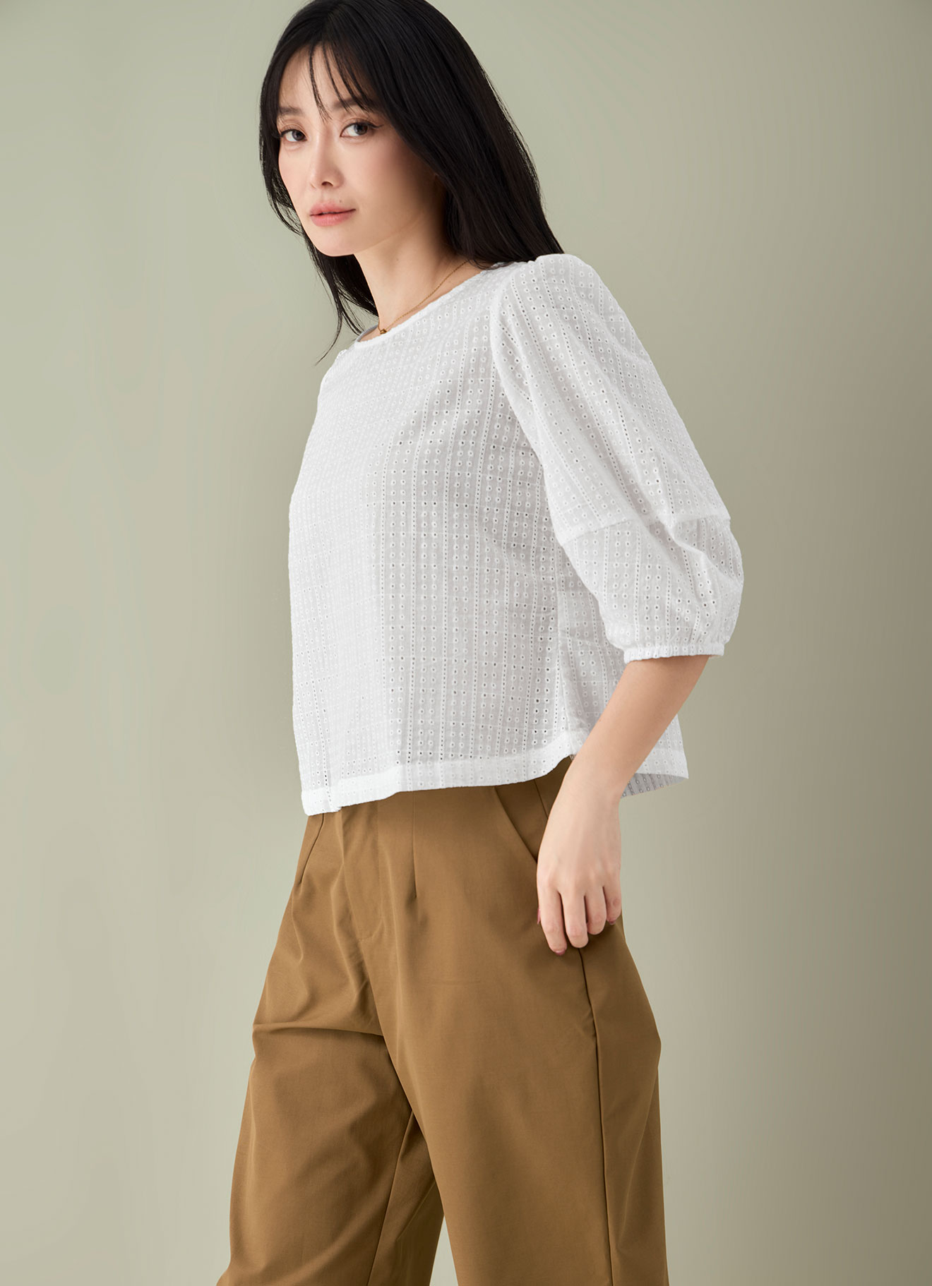 Bright-White by Puff Sleeve Blouse