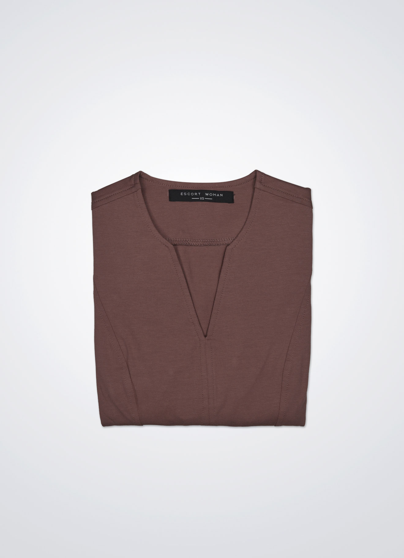 Carob-Brown by V-Neck Dress