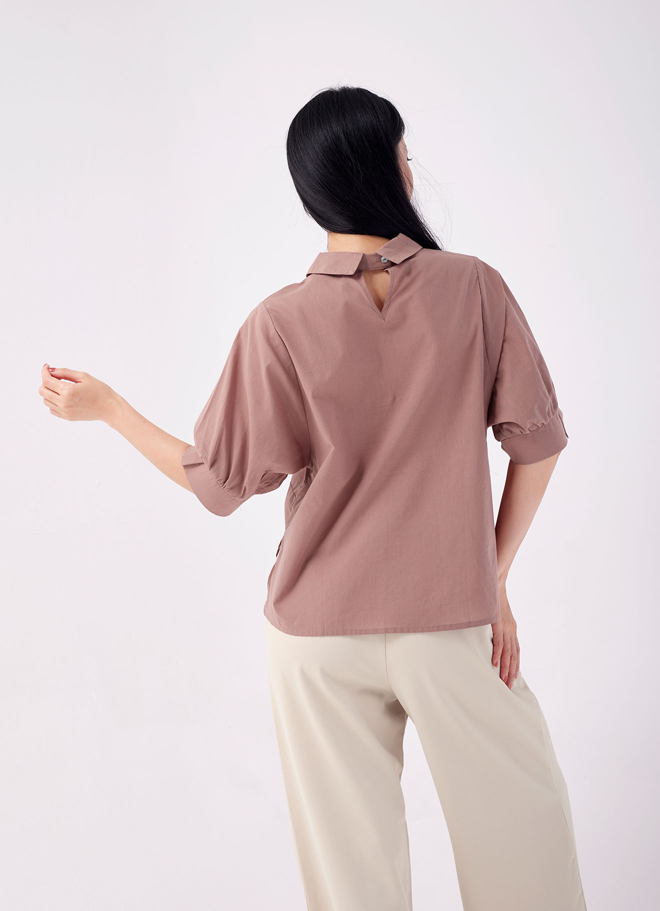 Cedar-Wood  by Sleeve Blouse