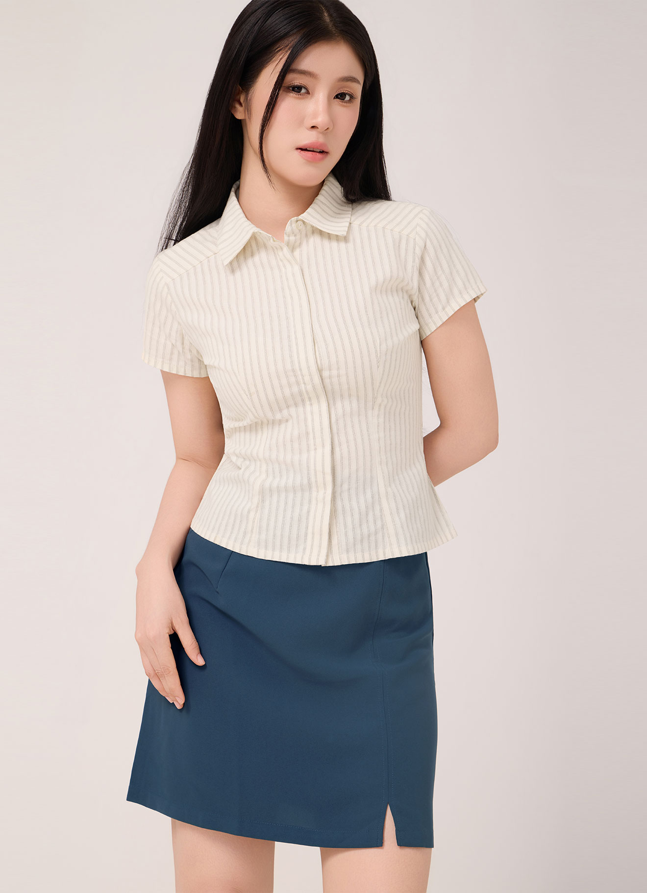 Chestnut by Short Sleeve Striped Shirt