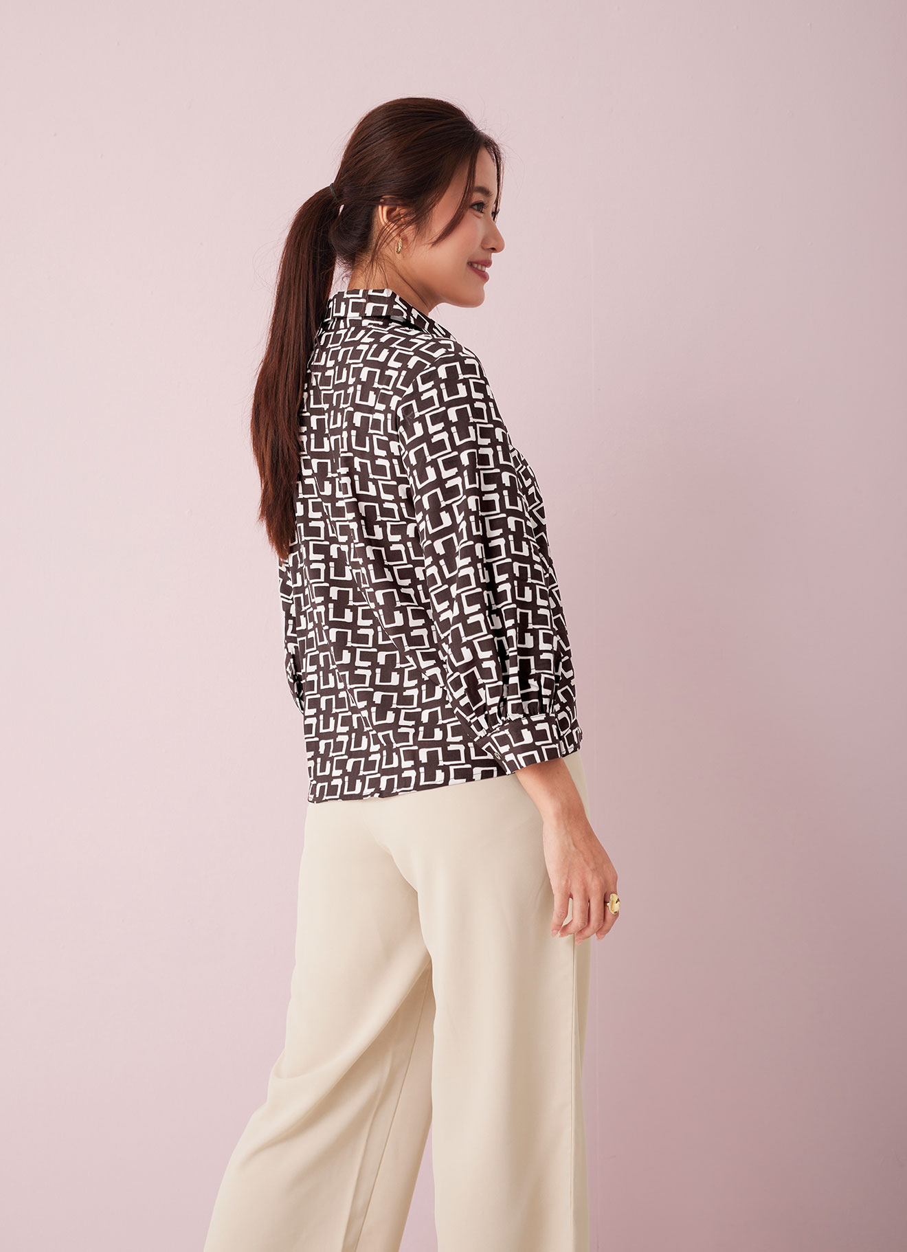 Chocolate-Brown  by Shirt Collar Blouse