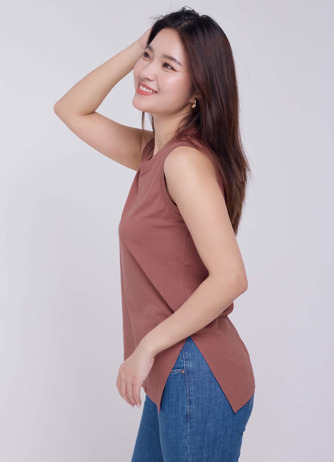 Copper-Brown by Sleeveless Top